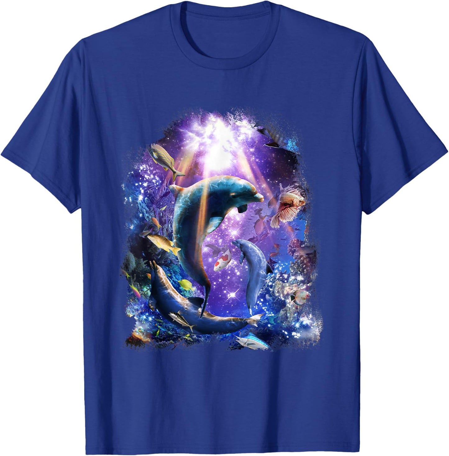 Galaxy Dolphin - Dolphins In Space T-Shirt - T-Shirt | Royal