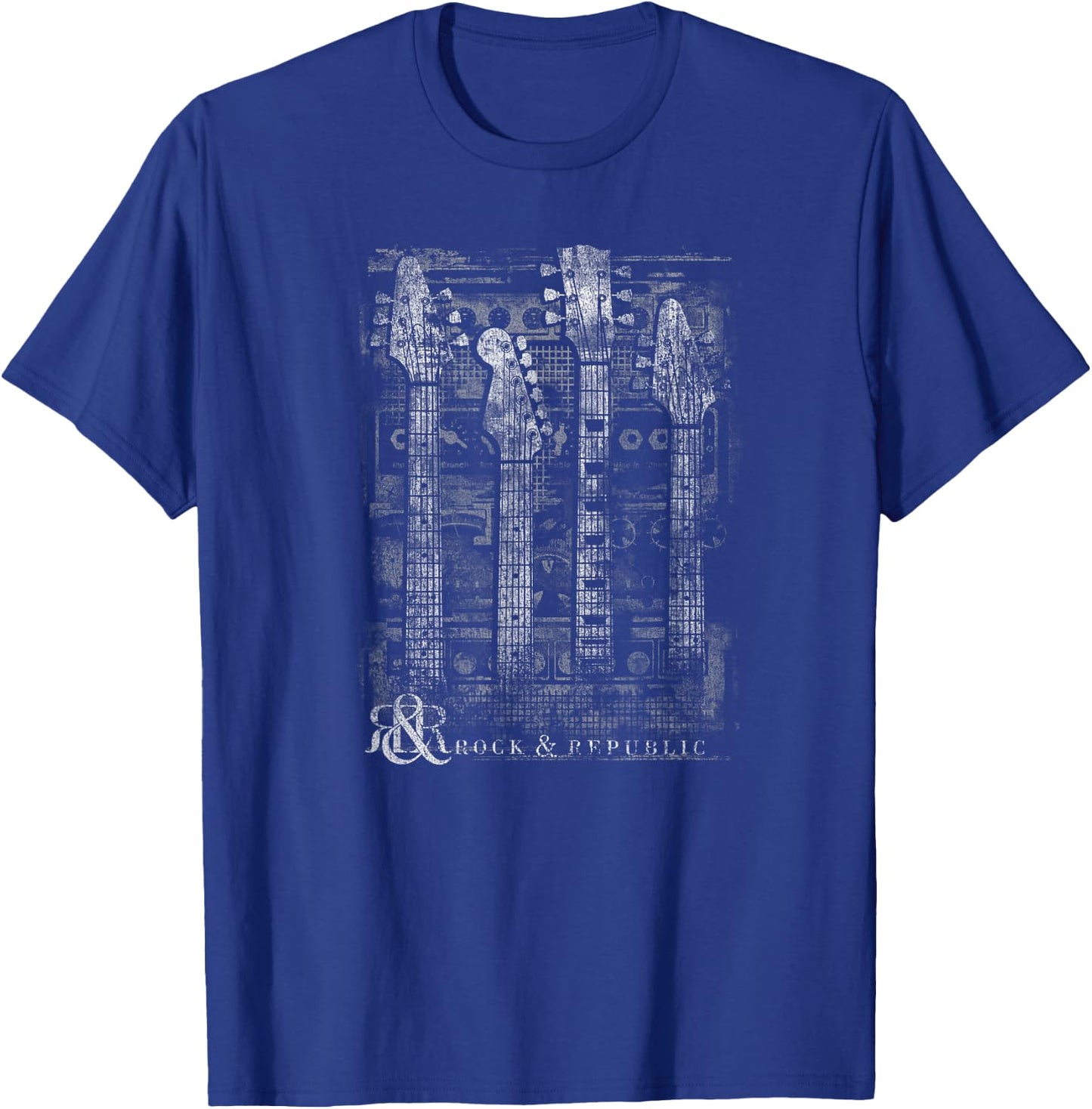 Trendy Rock & Republic Faded Guitar Music Graphic Design T-Shirt - T-Shirt | Royal