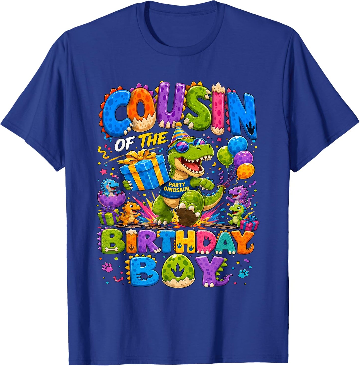 Cousin of The Birthday Boy T-Rex Dinosaur T-Shirt - T-Shirt | Royal