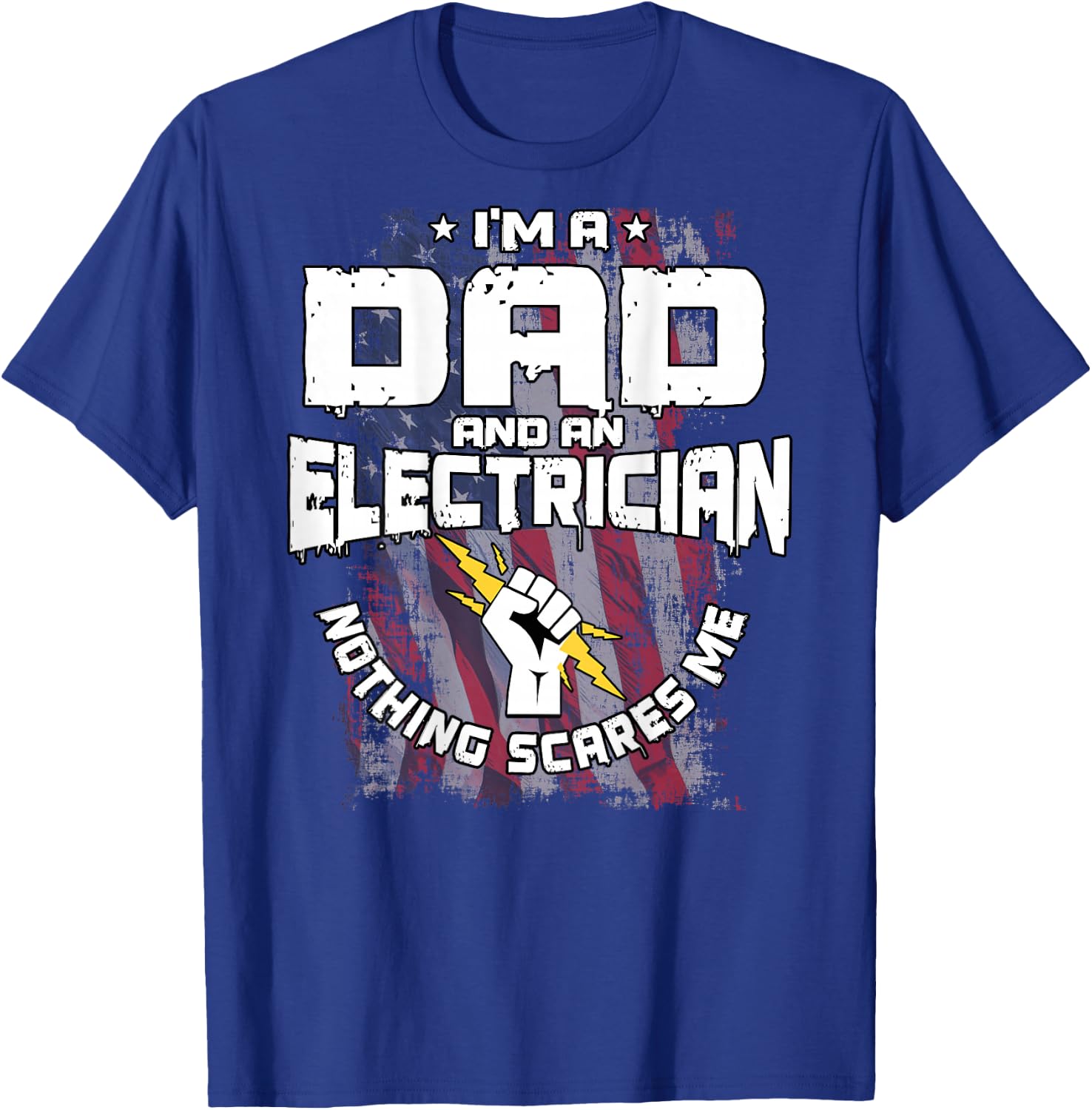 Electrician Dad Design On Back Of Clothing T-Shirt - T-Shirt | Royal