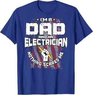 Electrician Dad Design On Back Of Clothing T-Shirt - T-Shirt | Royal