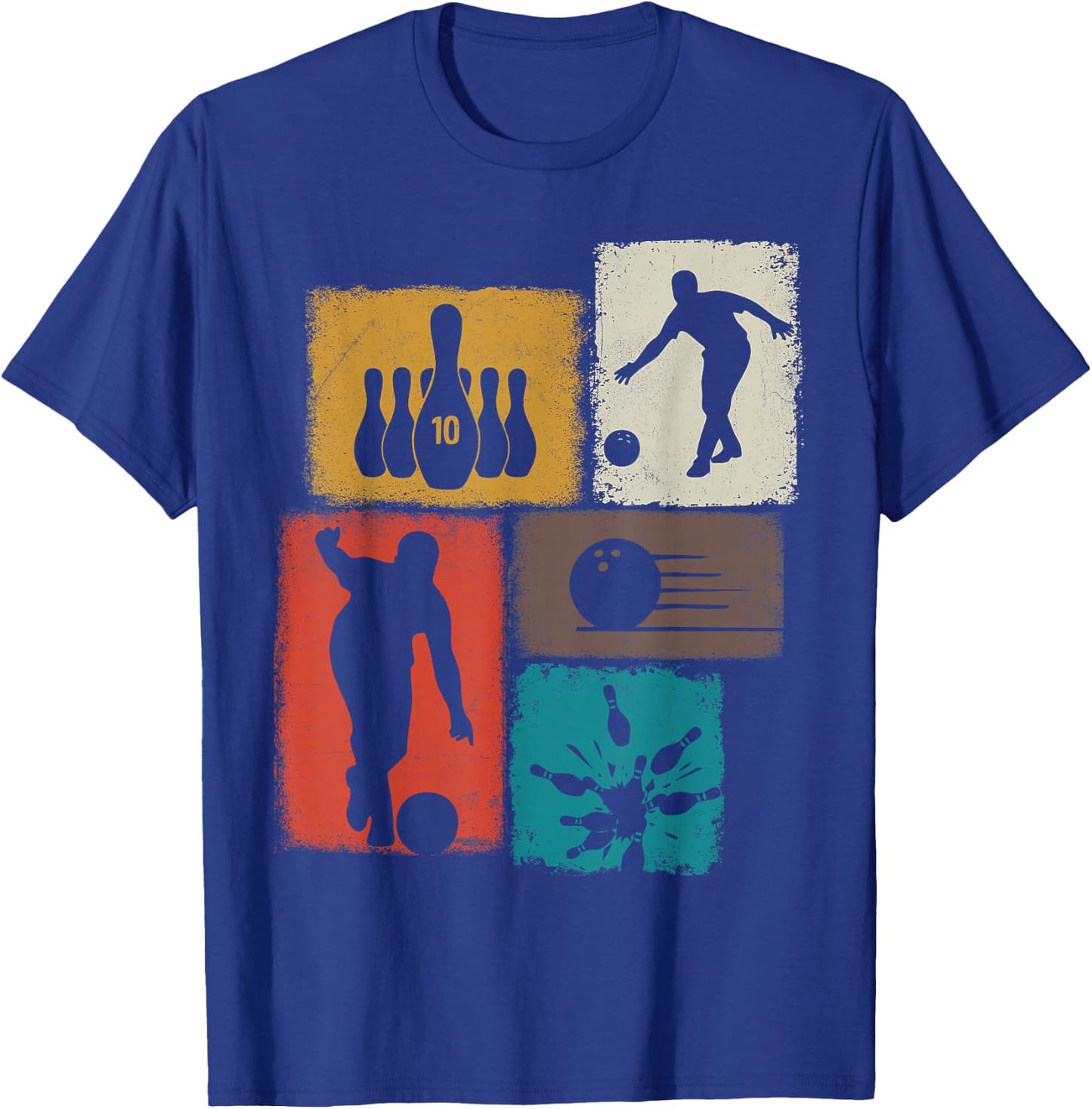 Bowling Collage Bowler Men Women Coach Youth T-Shirt - T-Shirt | Royal