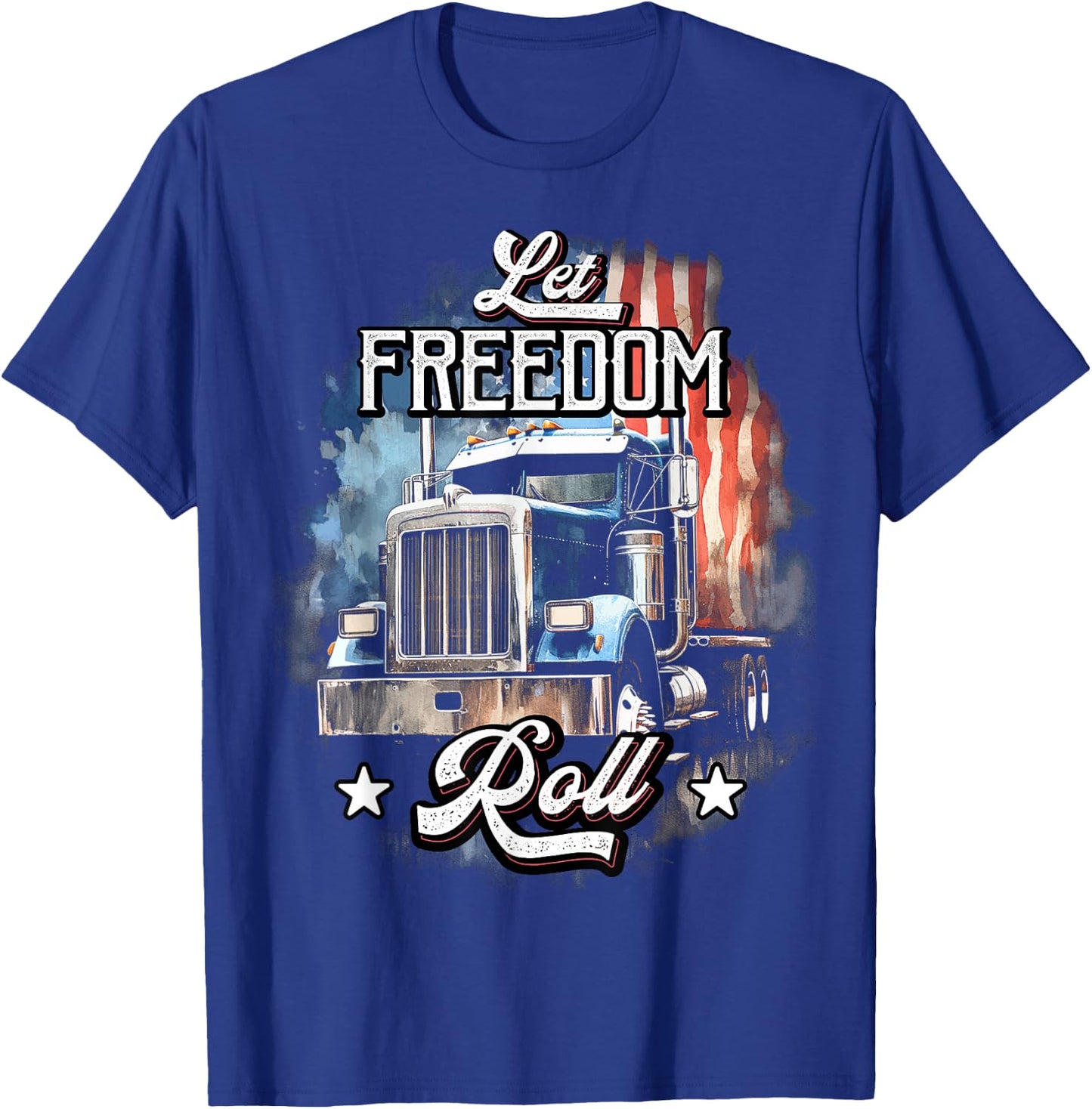 Truck Driver Patriotic American Flag Trucker Semi Driver USA T-Shirt - T-Shirt | Royal