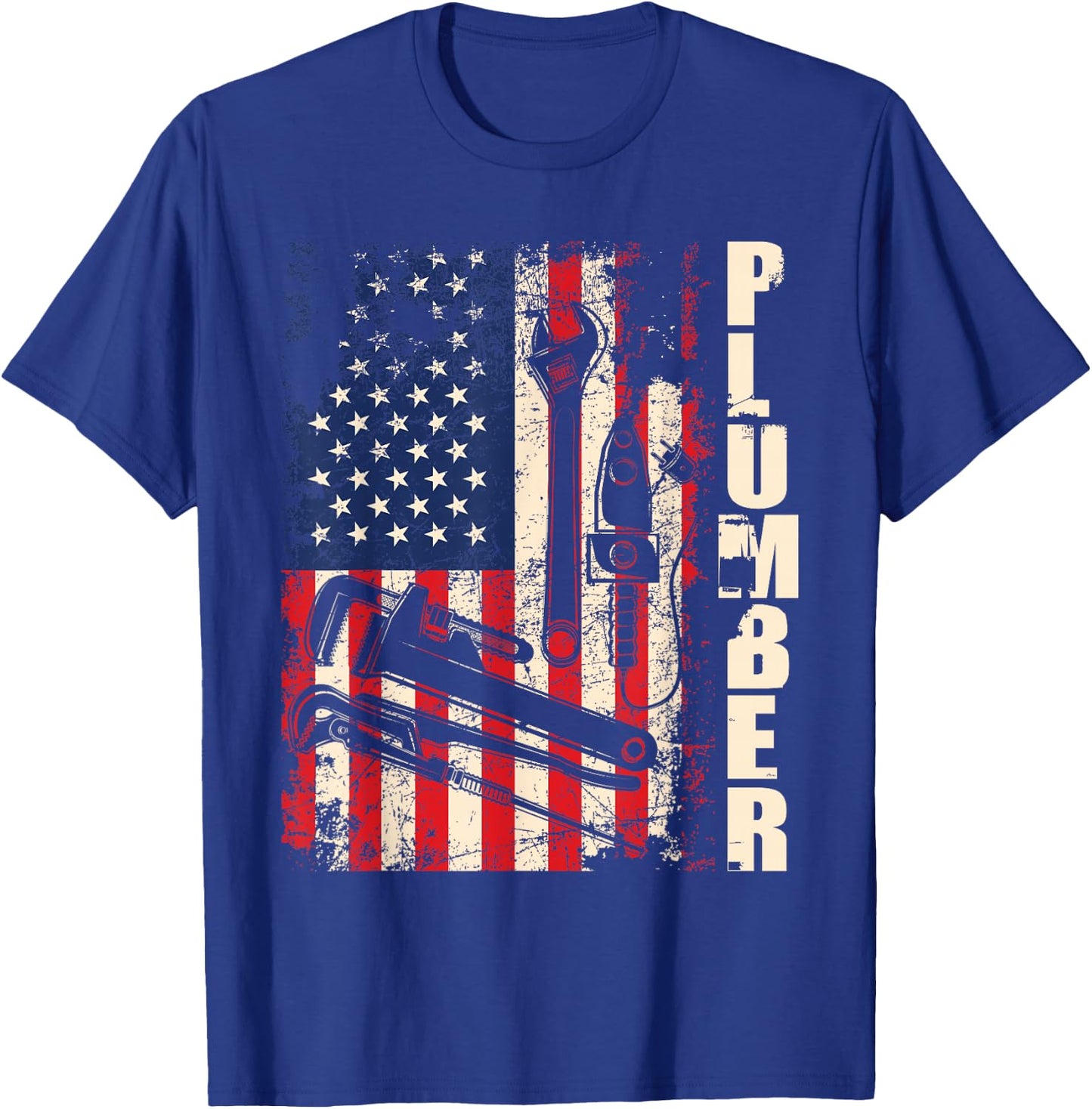 Patriotic Plumber US Flag Plumbing Handyman Pipe Fitter T-Shirt - T-Shirt | Royal