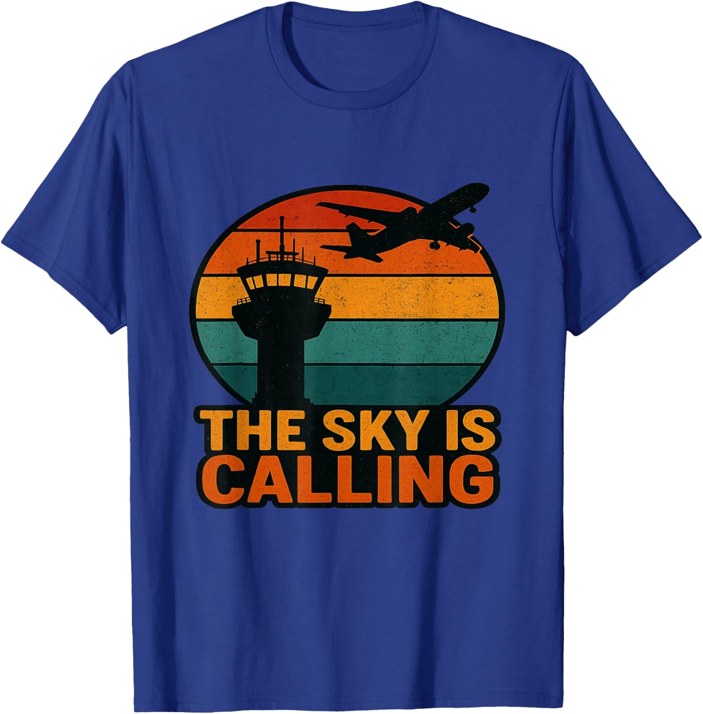 The Sky is Calling Airplane Aviation Pilot Plane T-Shirt - T-Shirt | Royal