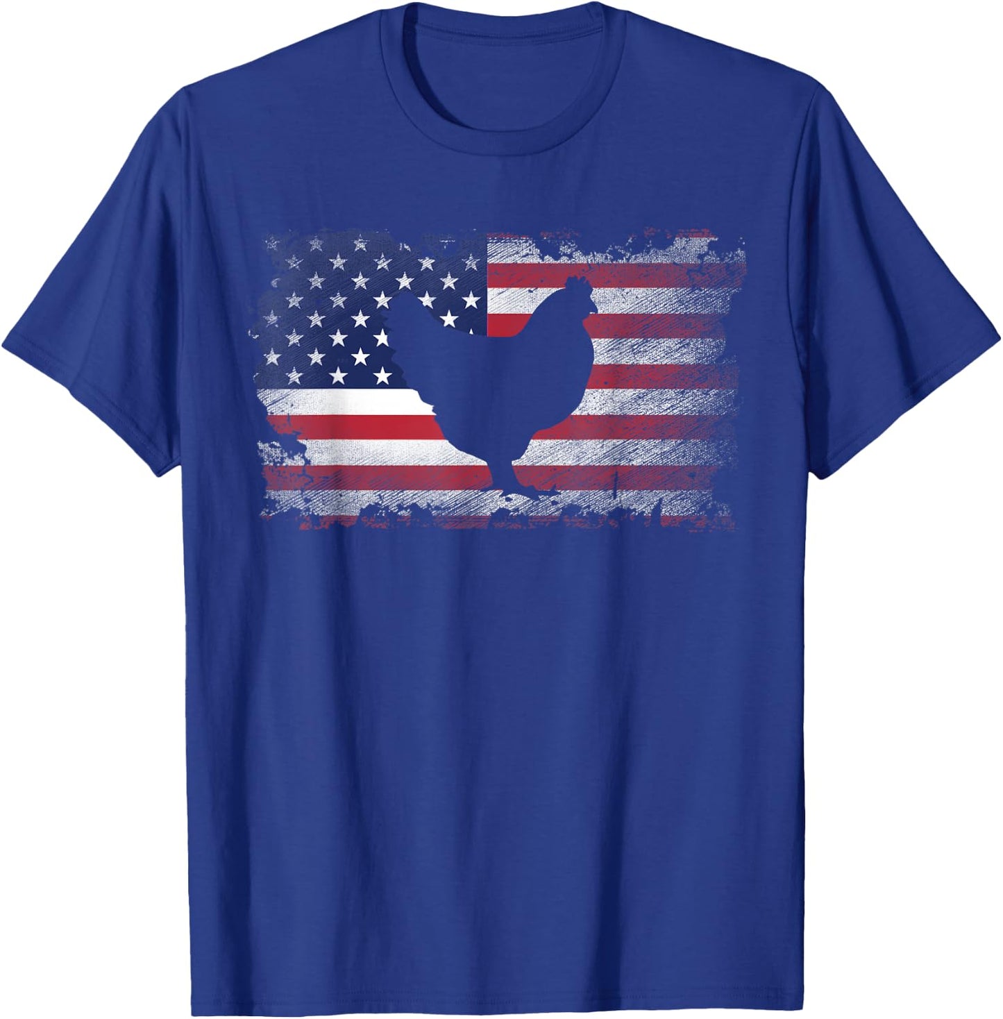Patriotic Chicken American Flag Cool Chicken Lover Gift Women Kids Men T-Shirt - T-Shirt | Royal