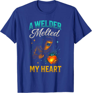 A Welder Melted My Heart - Welding Love T-Shirt - T-Shirt | Royal