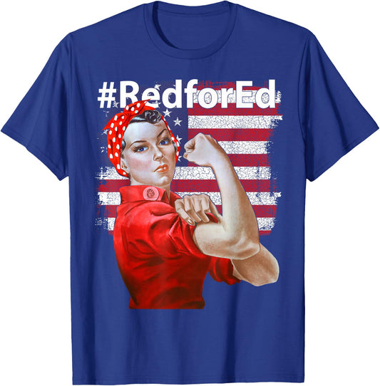 Red for Ed USA Rosie the Riveter T-Shirt - T-Shirt | Royal