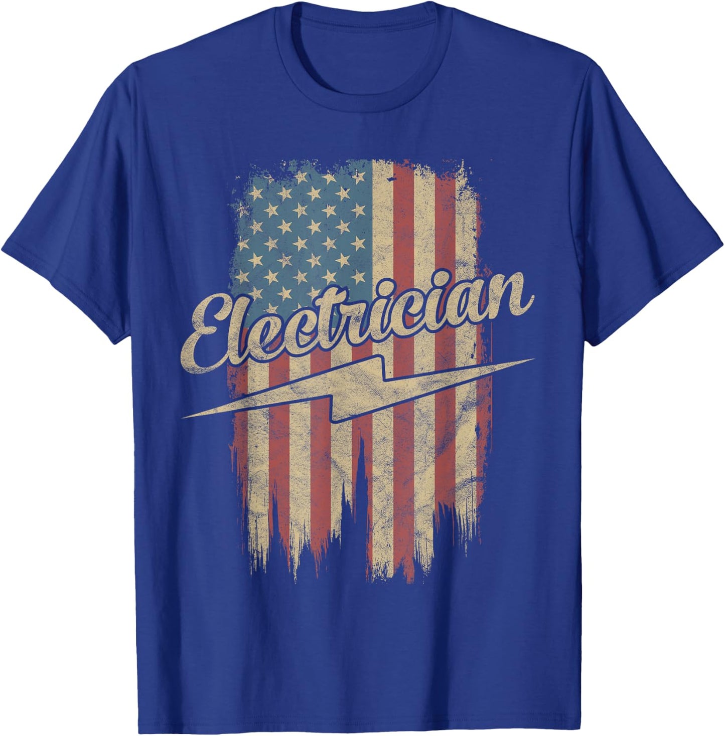 Electrician American Flag Electrical Gift Usa Patriotic T-Shirt - T-Shirt | Royal