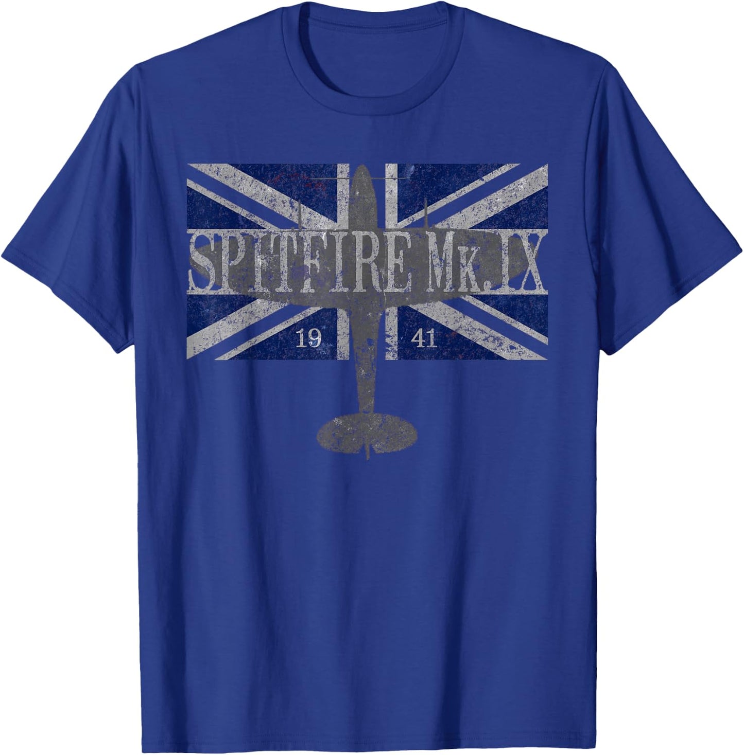 Spitfire Mk. IX WWII British Flag Vintage Airplane T-Shirt - T-Shirt | Royal