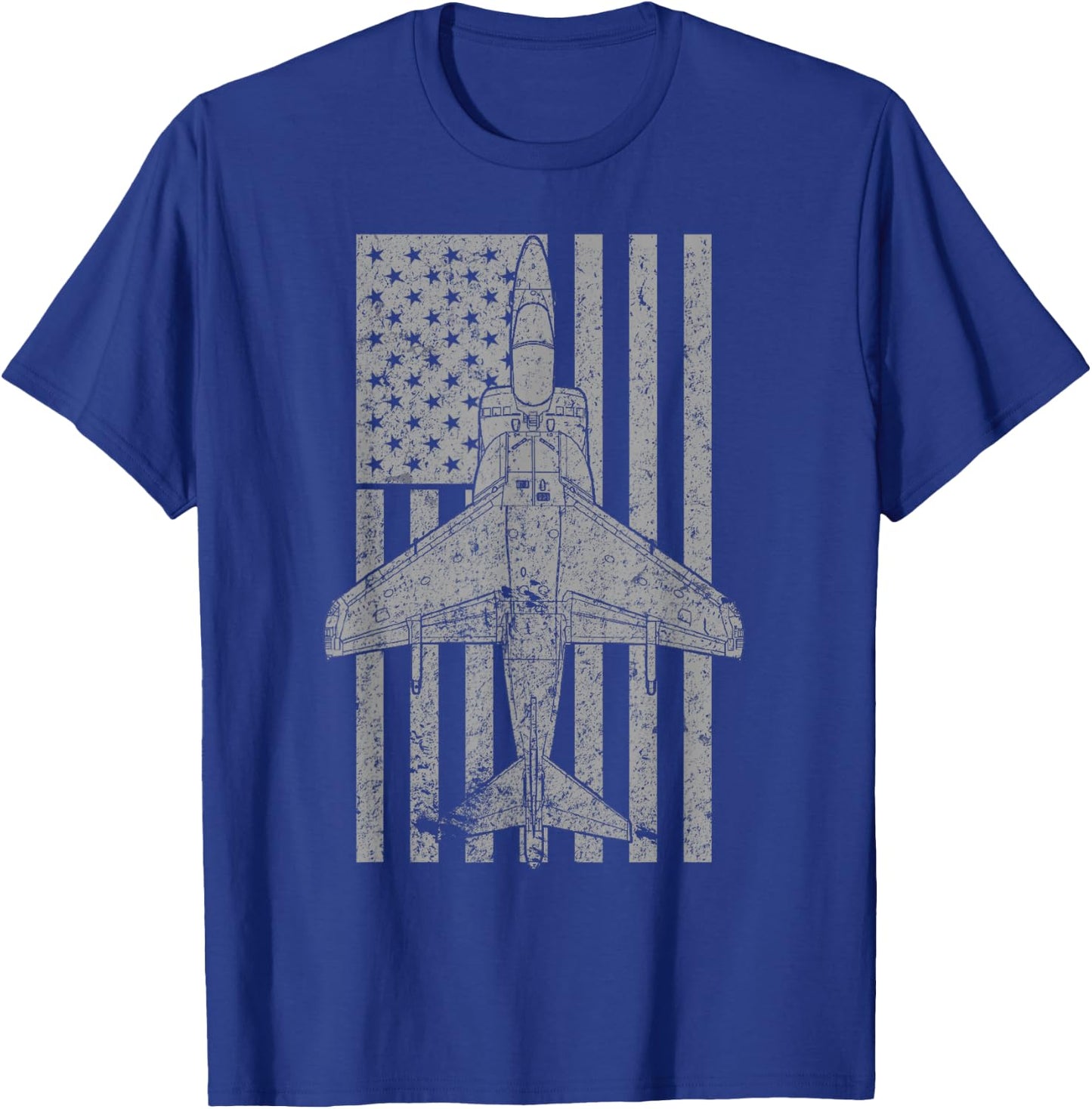 AV-8B Harrier II Airplane Vintage Flag Jet Pilot T-Shirt - T-Shirt | Royal