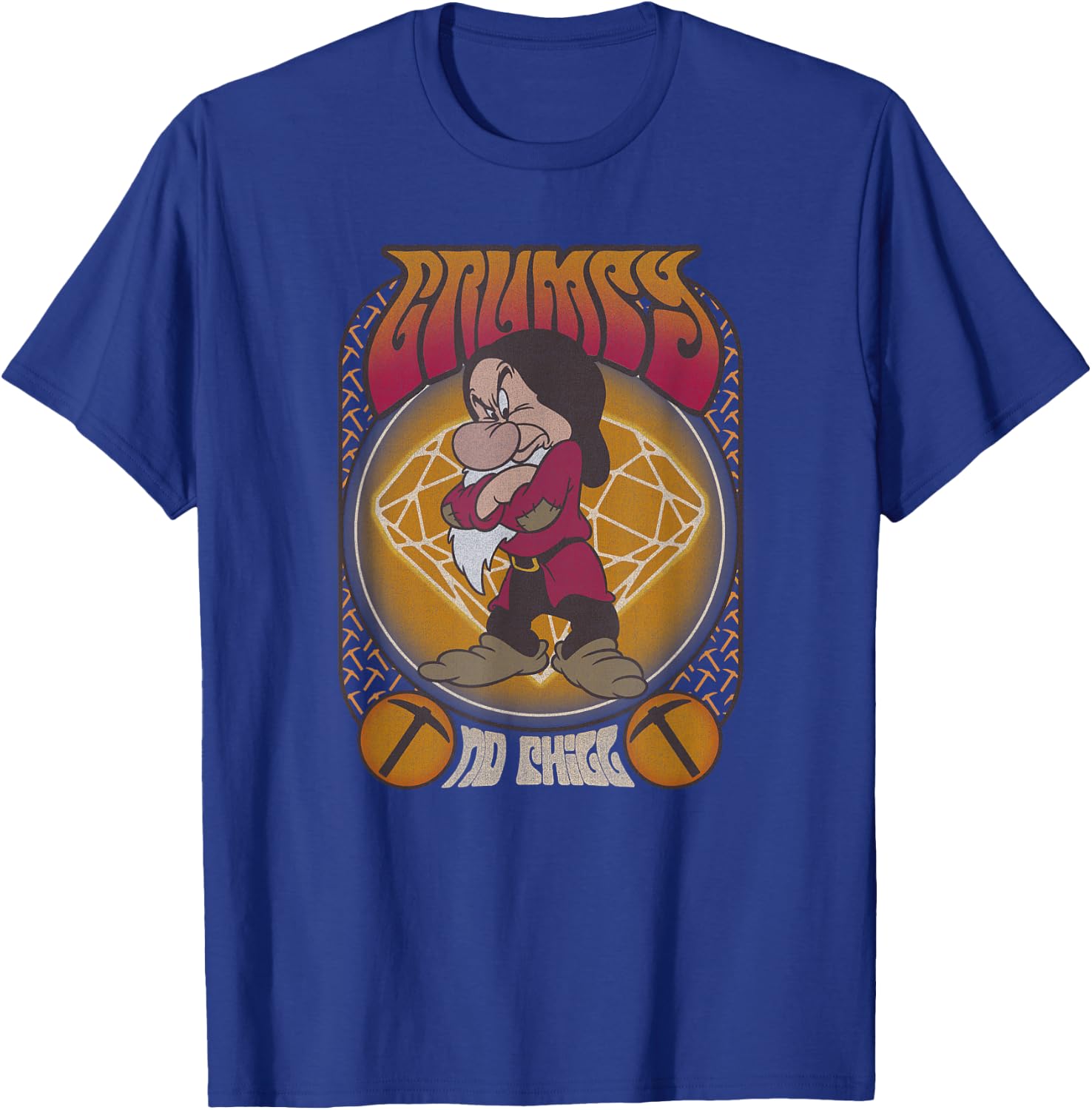 Disney Snow White & The Seven Dwarfs Grumpy Seventies Poster T-Shirt - T-Shirt | Royal