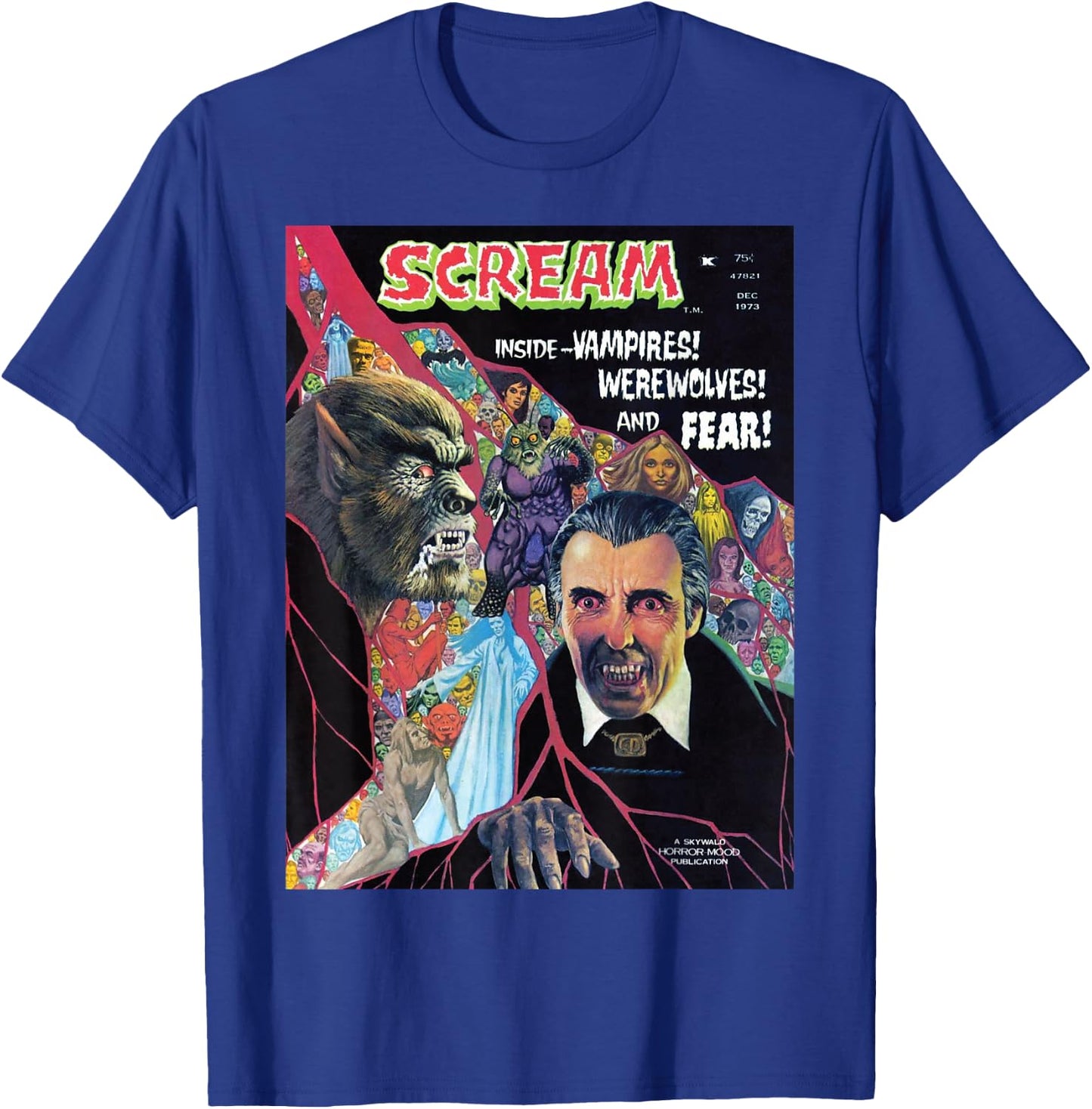 Halloween Horror Vintage Werewolf Vampire Comic Book Retro T-Shirt - T-Shirt | Royal