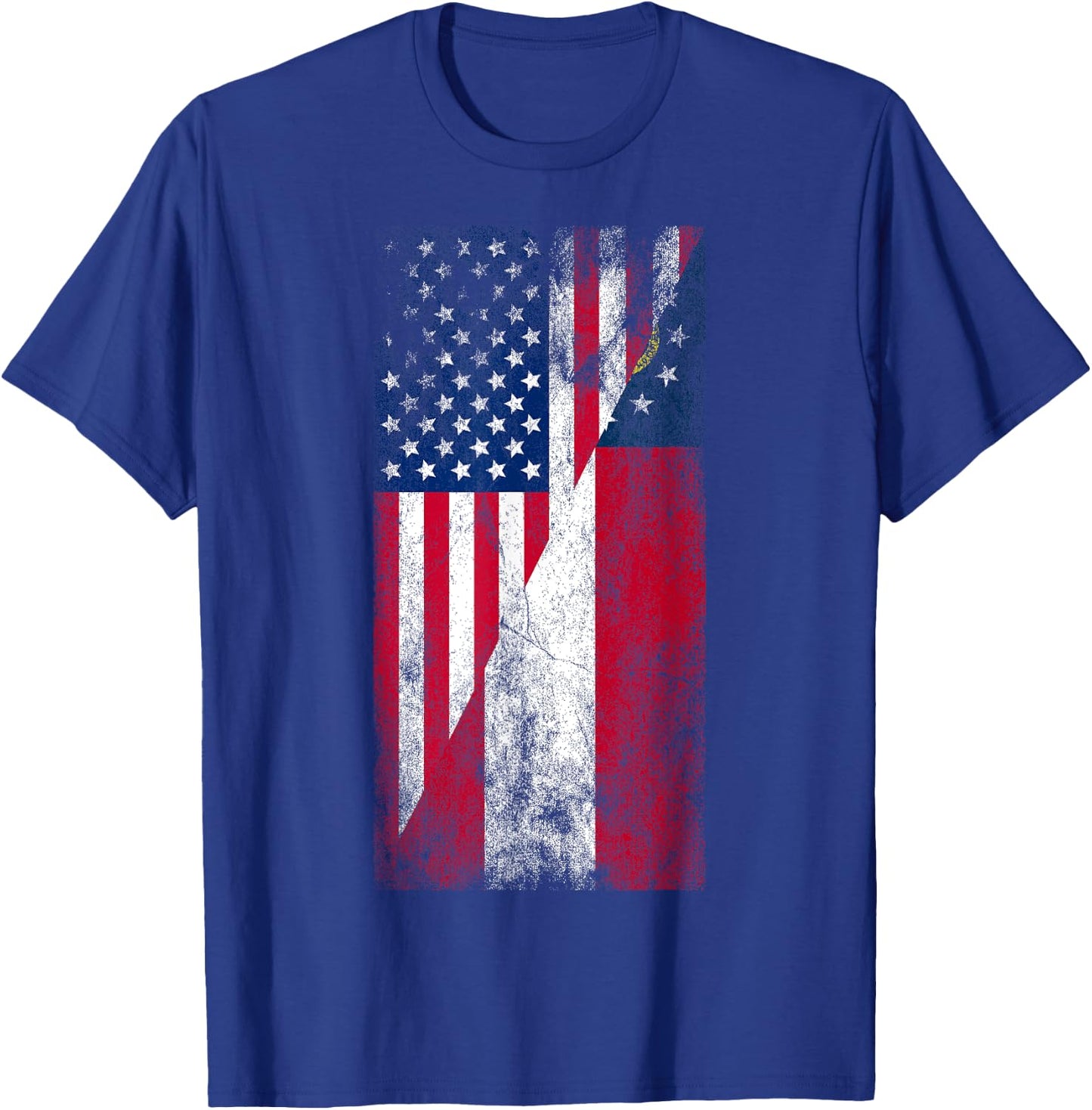 USA & Georgia Flags - American Georgian T-Shirt - T-Shirt | Royal