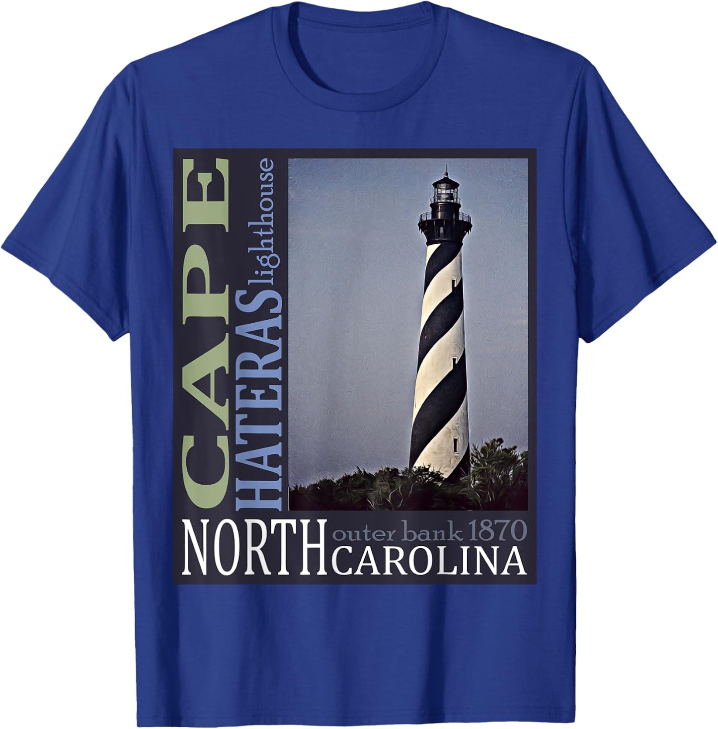 Cape Hatteras Lighthouse Outerbanks North Carolina 1870 Des T-Shirt - T-Shirt | Royal
