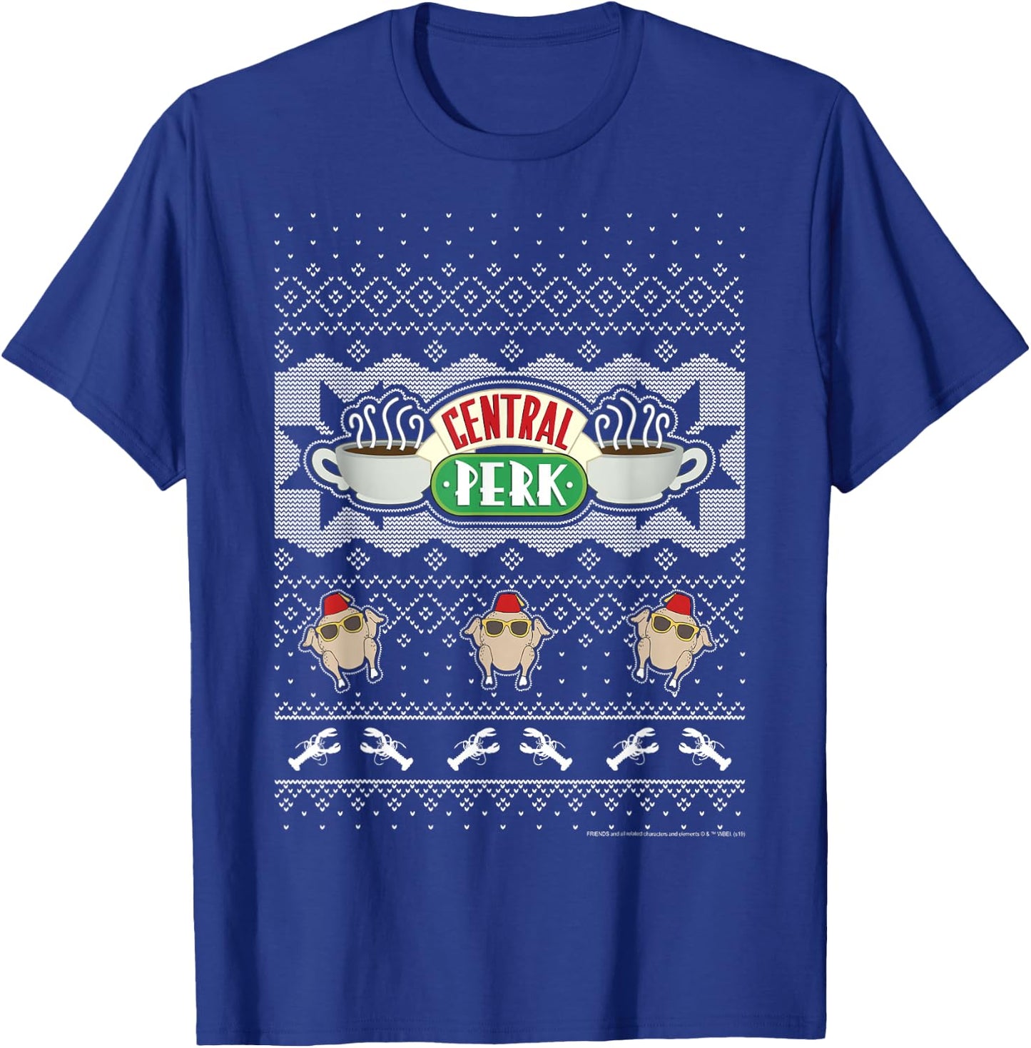 Friends Christmas Central Perk Ugly Sweater Style T-Shirt - T-Shirt | Royal
