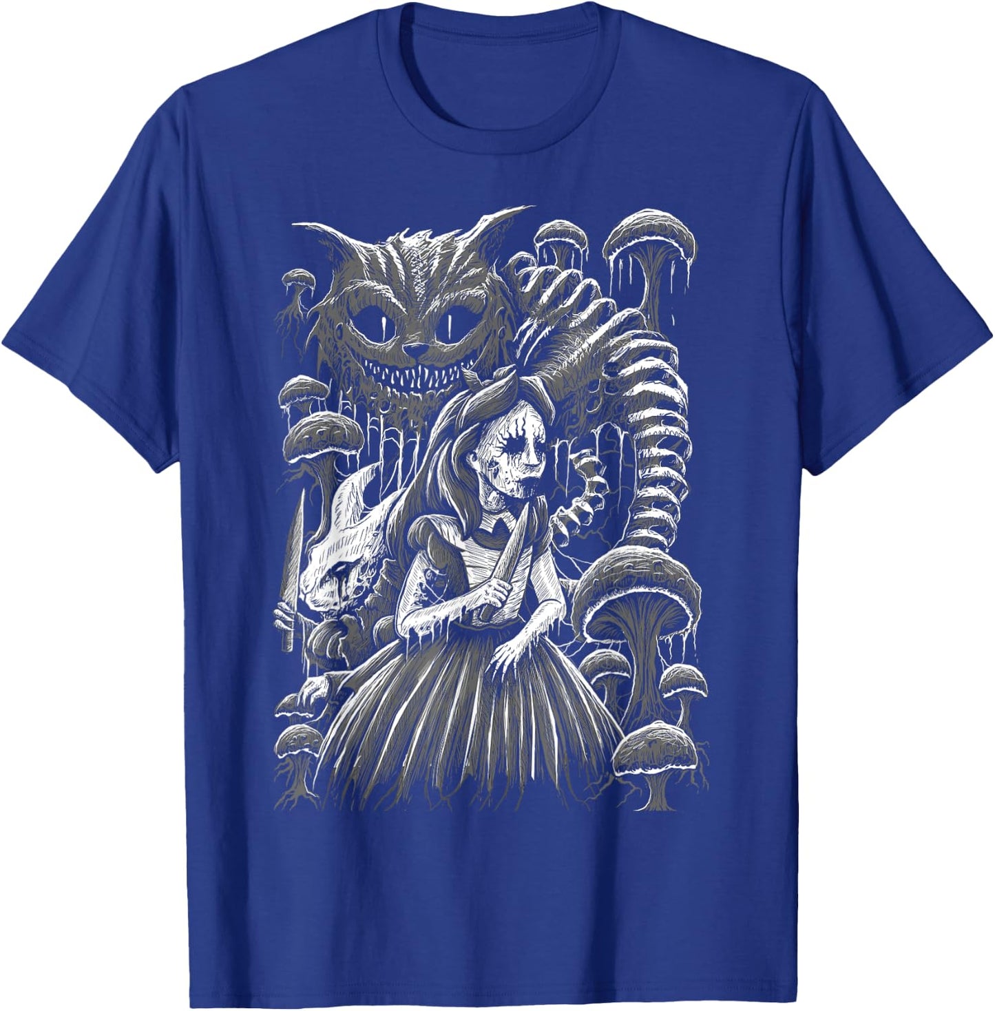 Alice In Wonderland Cheshire Cat Murderland Malice Rabbit T-Shirt - T-Shirt | Royal