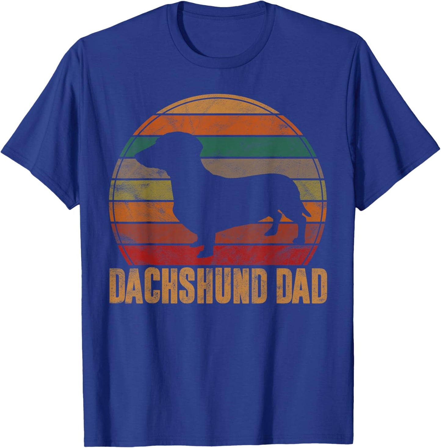 Retro Dachshund Dad Gift Doxie Daddy Dog Owner Pet Father T-Shirt - T-Shirt | Royal
