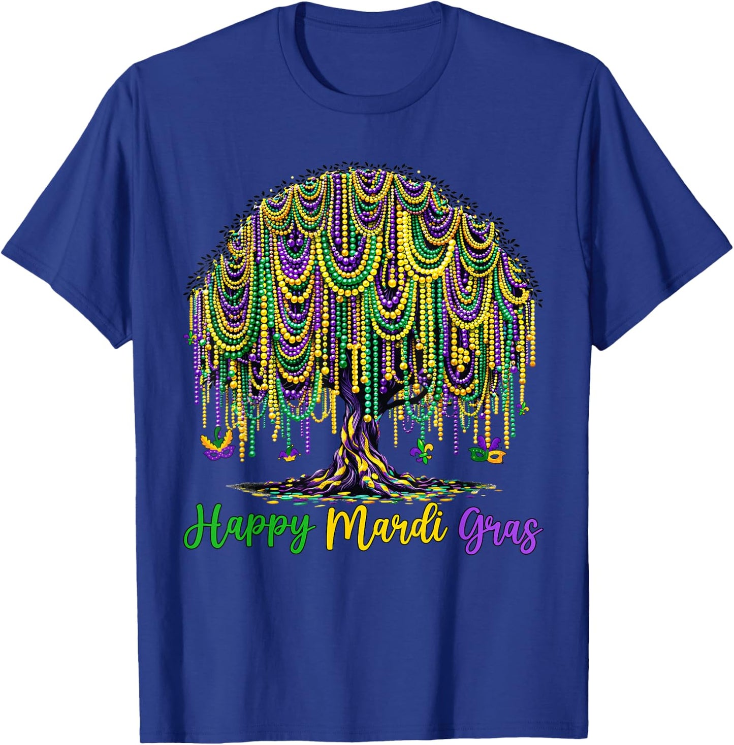 Mardi Gras Beads Tree Carnival New Orleans 2026 Men Women T-Shirt - T-Shirt | Royal