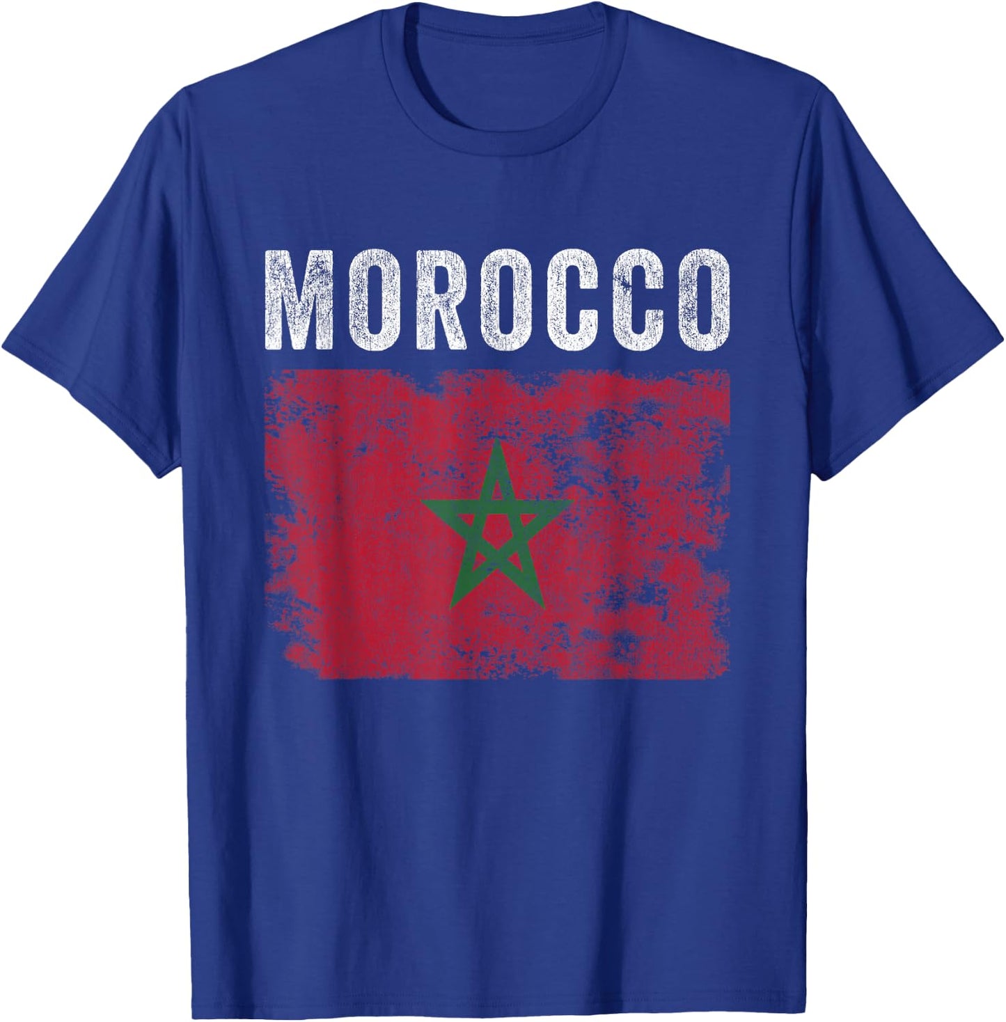 Morocco Flag Distressed - Men Women Kids - Moroccan Flag T-Shirt - T-Shirt | Royal