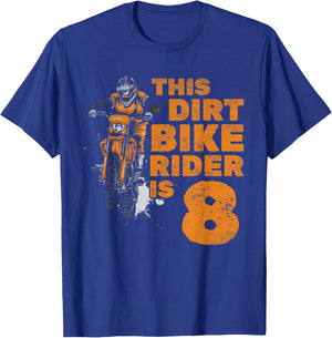 This Little Dirt Bike Rider Is 8th Birthday Boy Motocross T-Shirt - T-Shirt | Royal