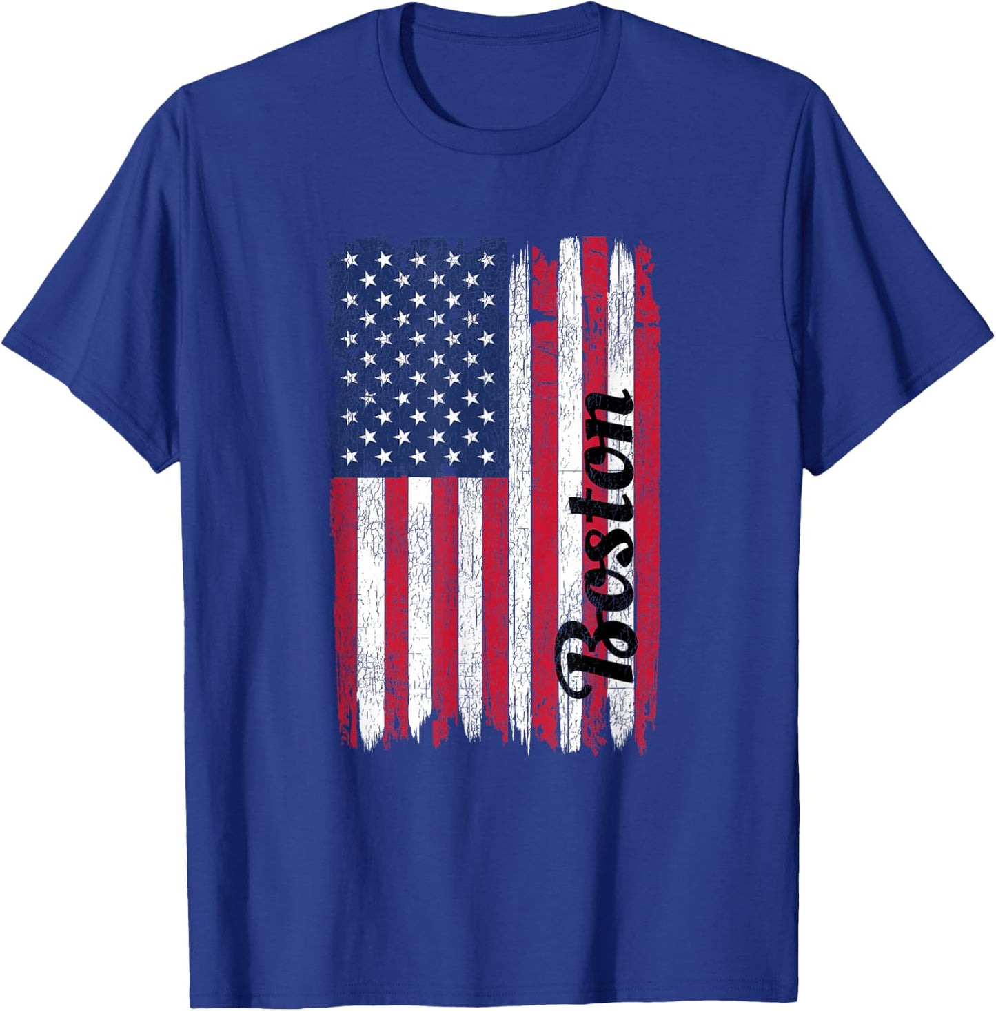 Boston Massachusetts American Flag Patriotic Boston T-Shirt - T-Shirt | Royal