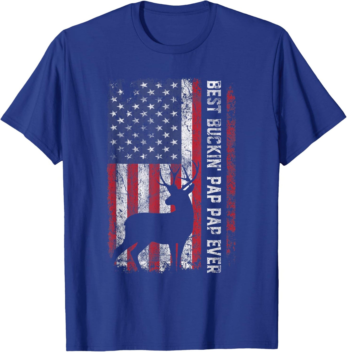 USA Flag Best Buckin Pap Pap Ever Deer Hunting Fathers Day T-Shirt - T-Shirt | Royal