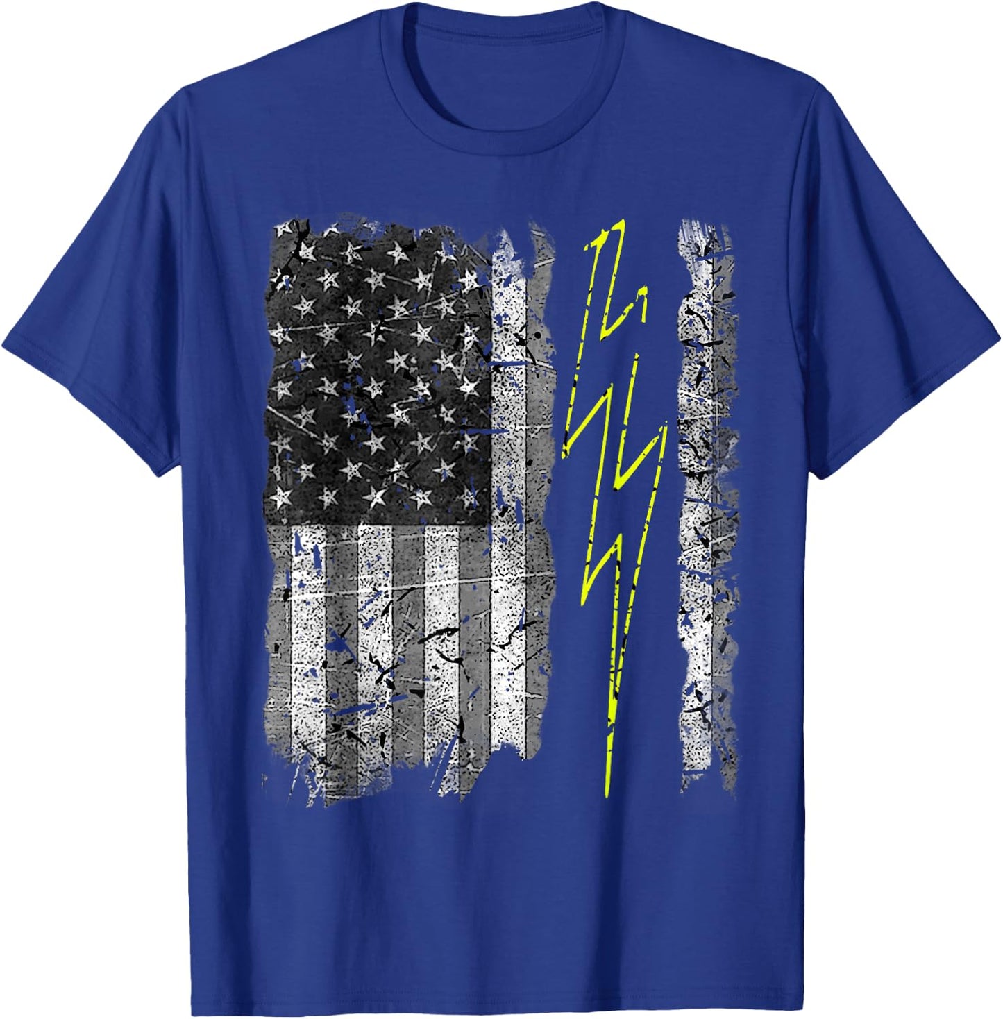Vintage US Flag Sparky Electrician Electrical Worker T-Shirt - T-Shirt | Royal