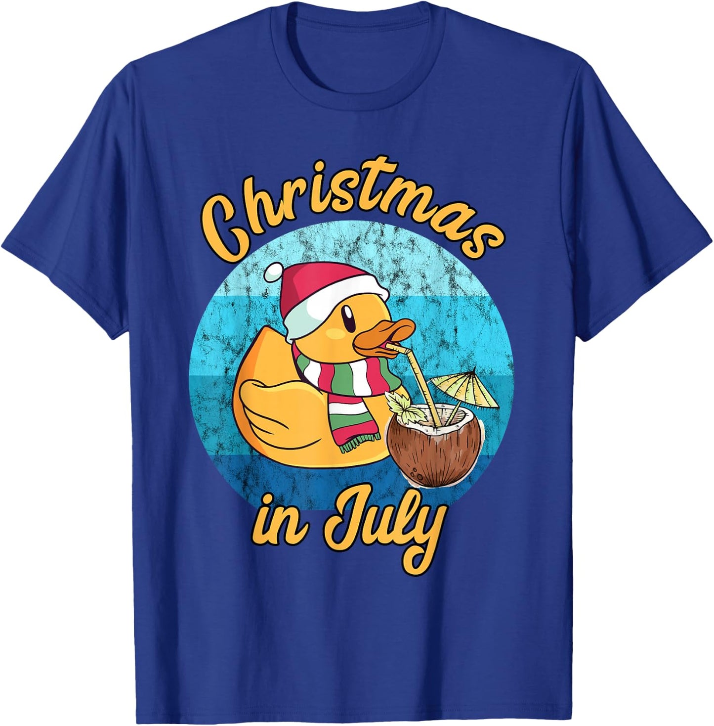 Christmas In July Santa Duck Xmas Summer Hawaiian Pool Party T-Shirt - T-Shirt | Royal