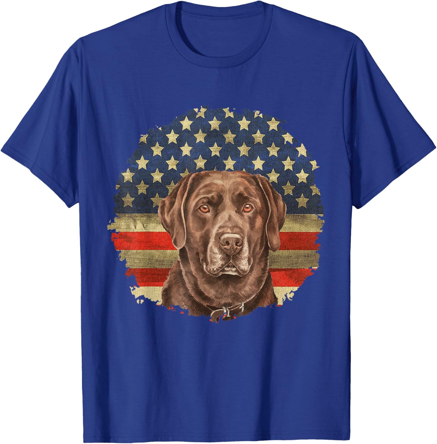 Chocolate Labrador With USA Flag Gift Chocolate Lab Dad Mom Men T-Shirt - T-Shirt | Royal