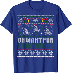 Cycling Bicycle Bike Cyclist Ugly Christmas Xmas Sweater T-Shirt - T-Shirt | Royal