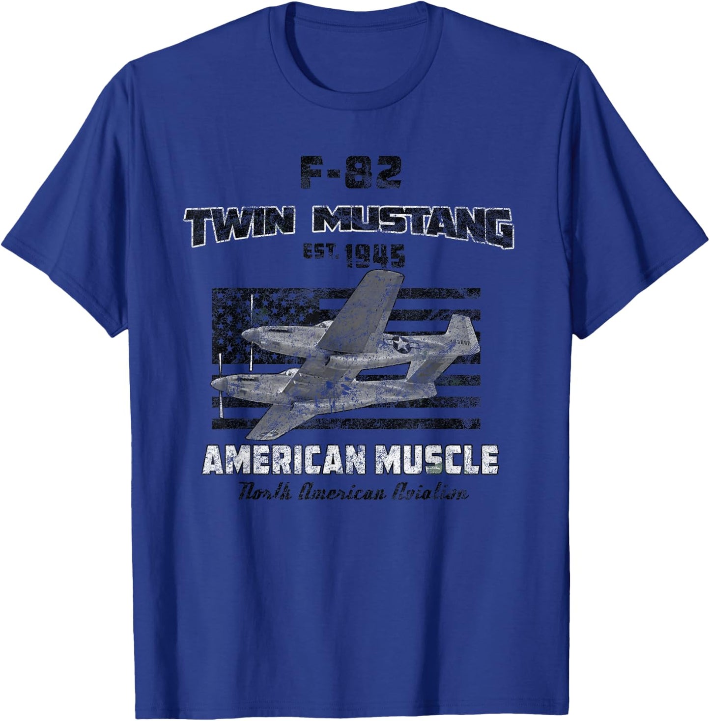 F-82 Twin Mustang Airplane American Muscle Vintage T-Shirt - T-Shirt | Royal