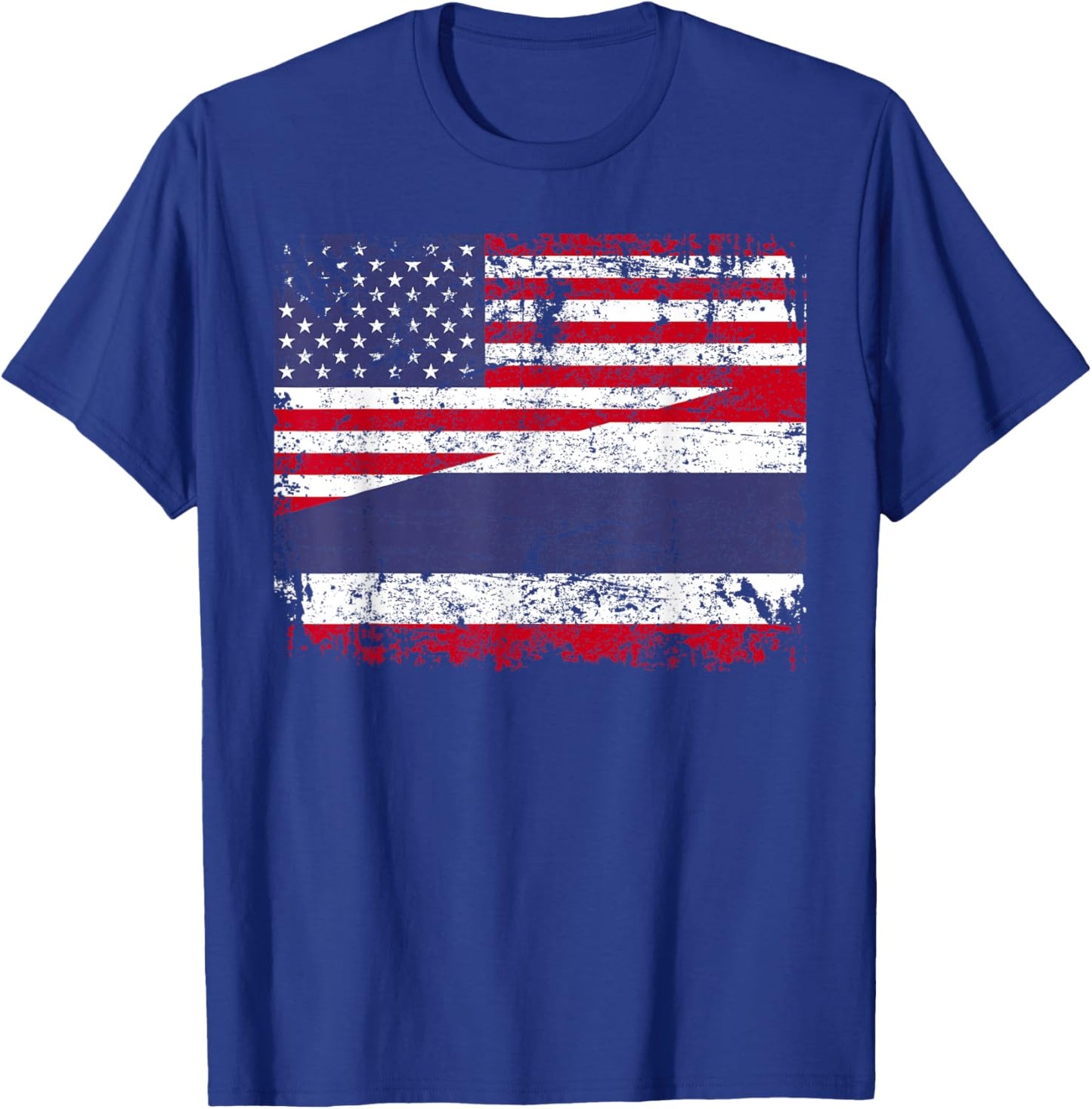 THAI ROOTS | Half American Flag | USA THAILAND FLAG T-Shirt - T-Shirt | Royal