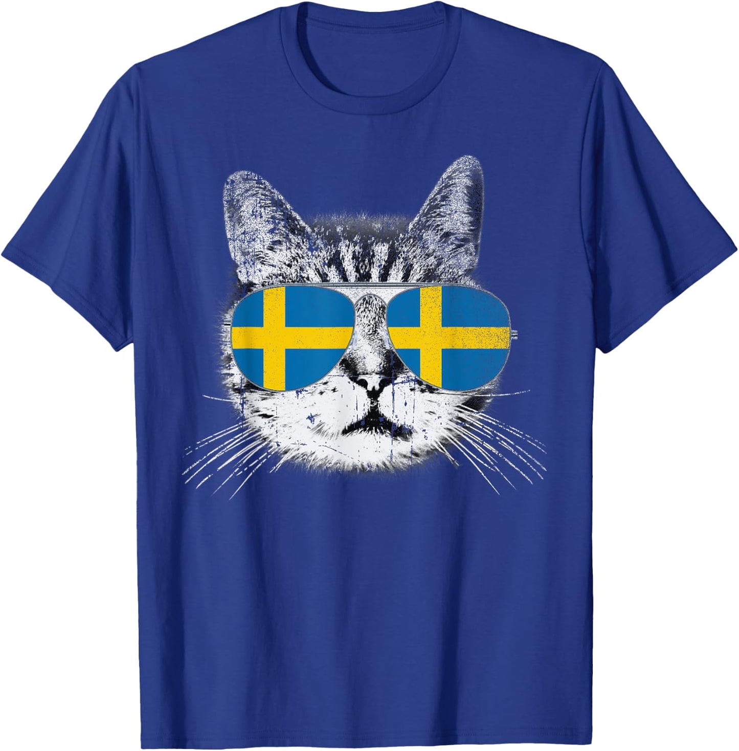 Cat Shirt Swedish Sweden Flag Country Pride Men Women Gift T-Shirt - T-Shirt | Royal