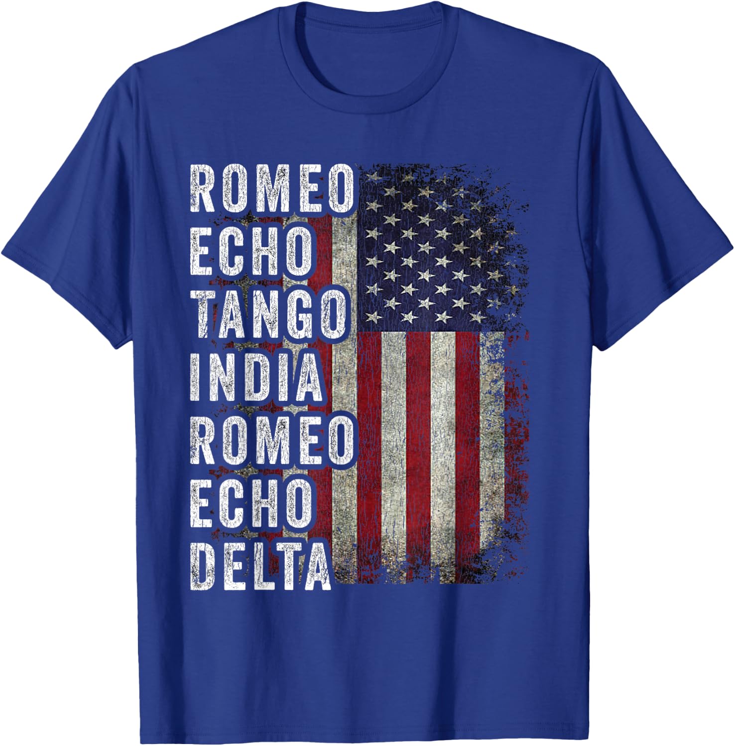 Got Your Six Apparel Inc. Retired Military Phonetic Alphabet Retirement Announcement - -Adults - Black - Short Sleeve - Small - Classic Fit - Cotton, Polyester T-Shirt - T-Shirt | Royal