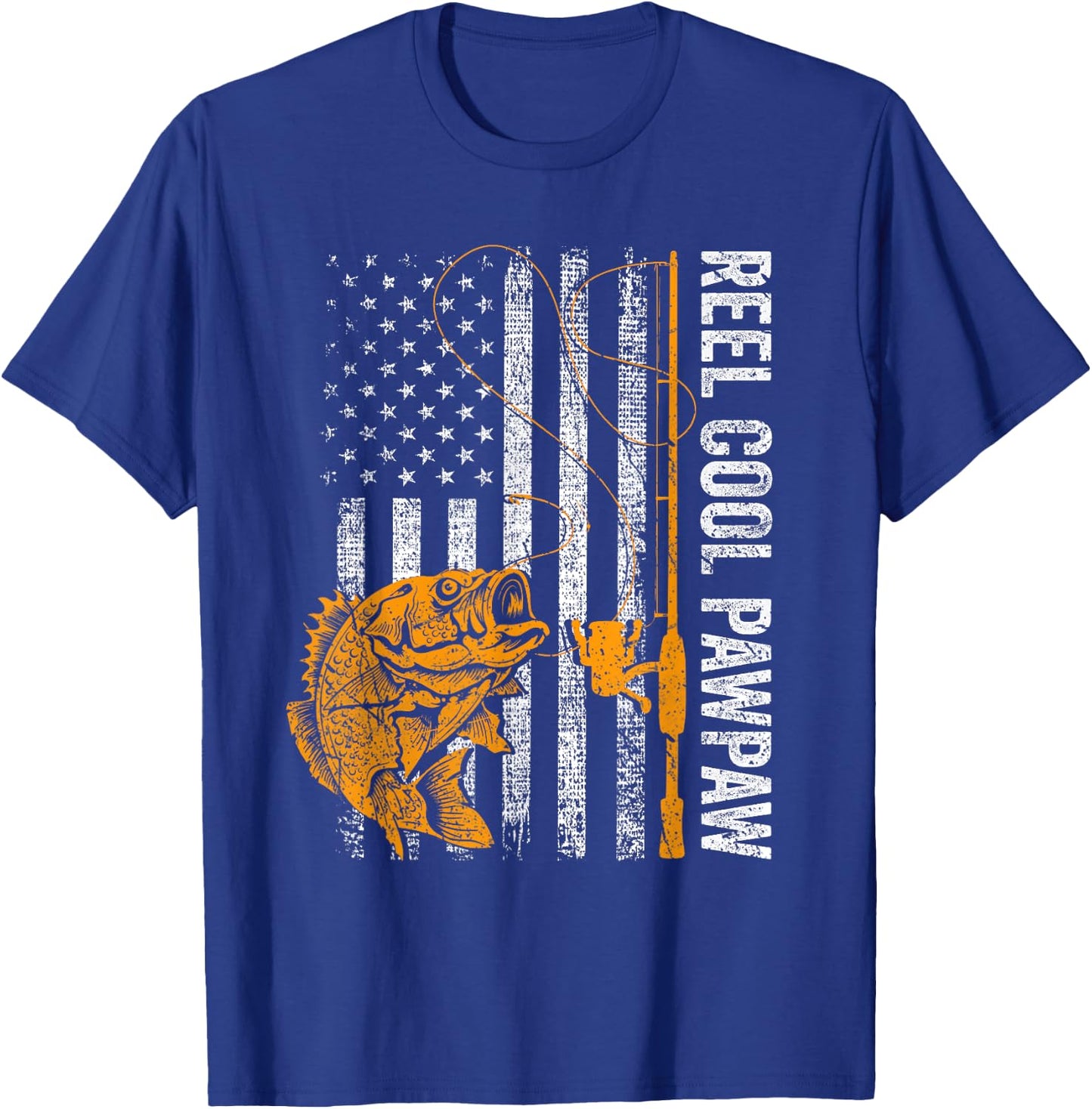 Reel Cool Pawpaw American Flag Fishing Fathers Day T-Shirt - T-Shirt | Royal
