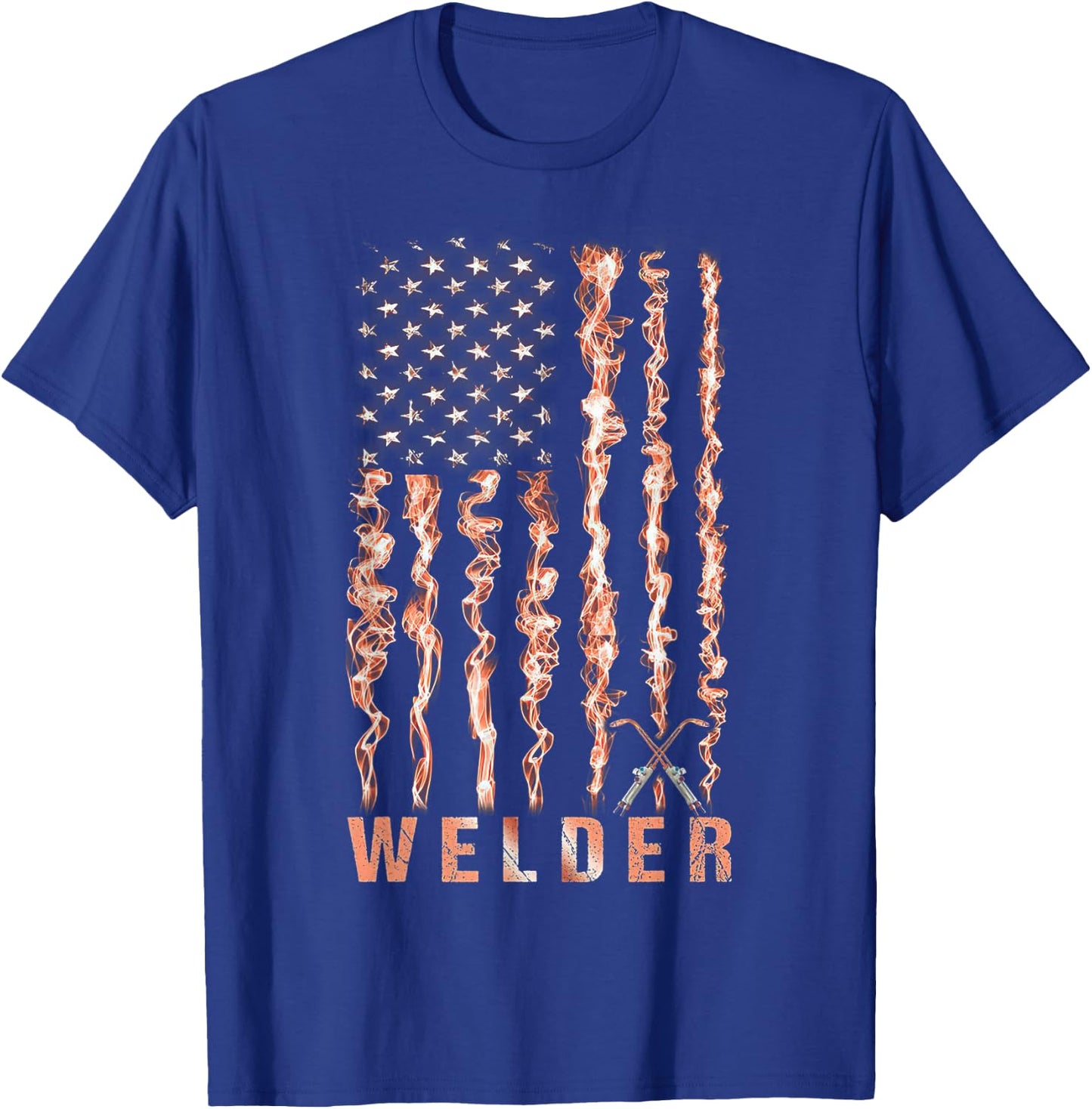 Welding Patriotic Distressed USA American Flag Gift Welder Kids Men T-Shirt - T-Shirt | Royal