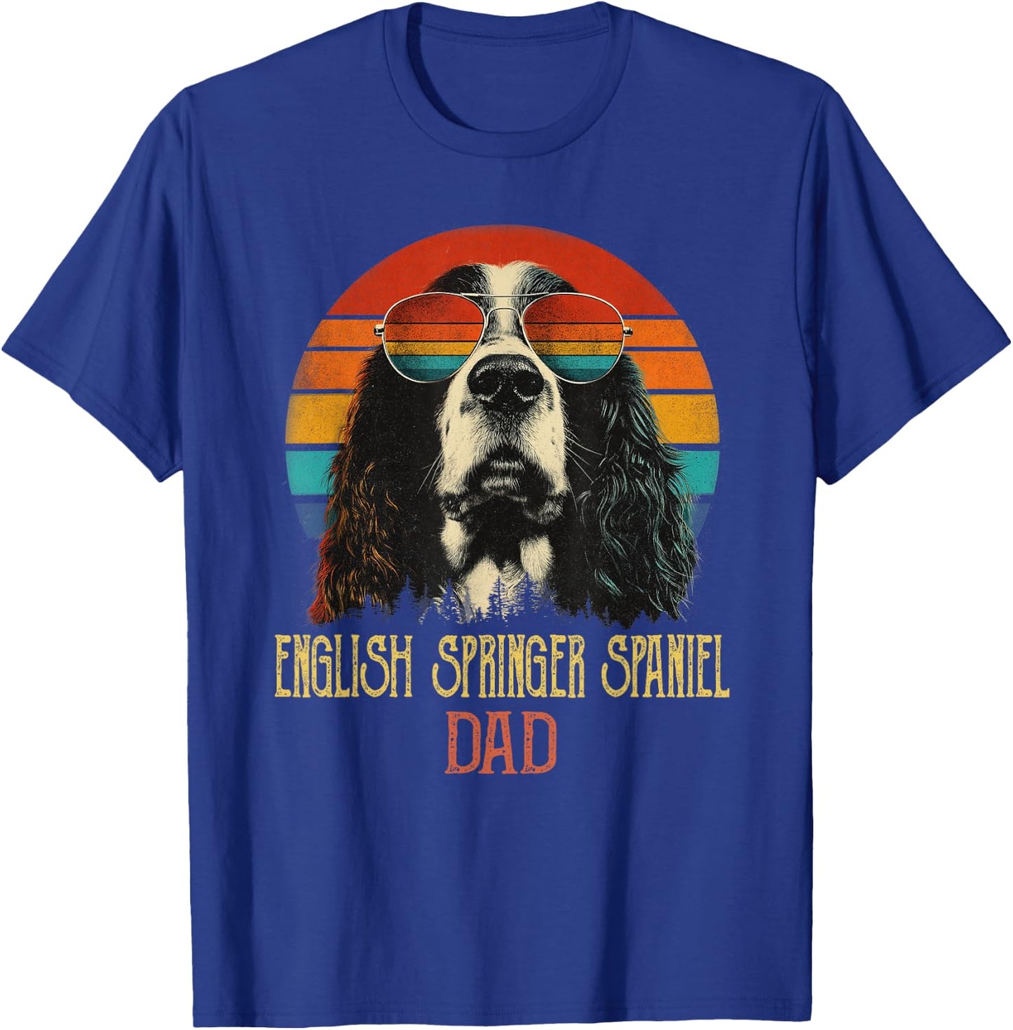 Funny English Springer Spaniel Dad Vintage Dog Sunglasses T-Shirt - T-Shirt | Royal
