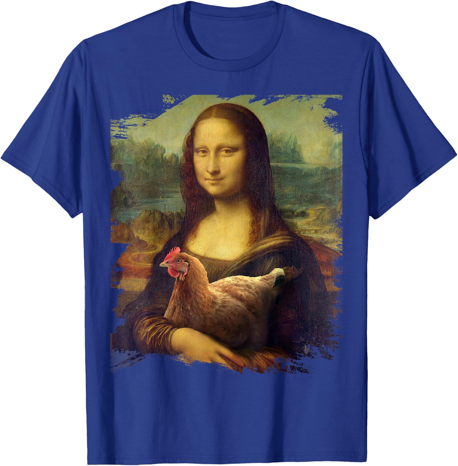 Mona Chicken Lisa Classic da Vinci Chickens Funny T-Shirt - T-Shirt | Royal