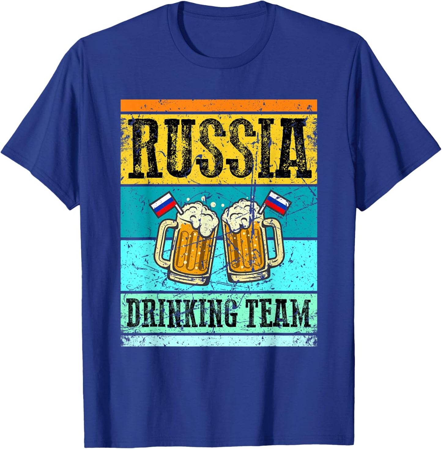 Russia Drinking Team Funny Russian Shirt Flag Beer Party T-Shirt - T-Shirt | Royal