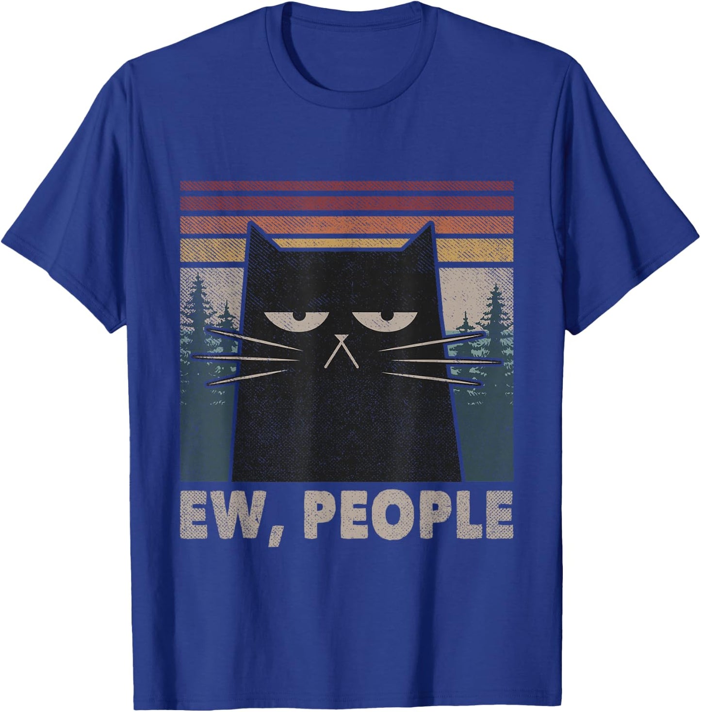 Retro Ew People Black Cat Funny Anti Social Introvert T-Shirt - T-Shirt | Royal