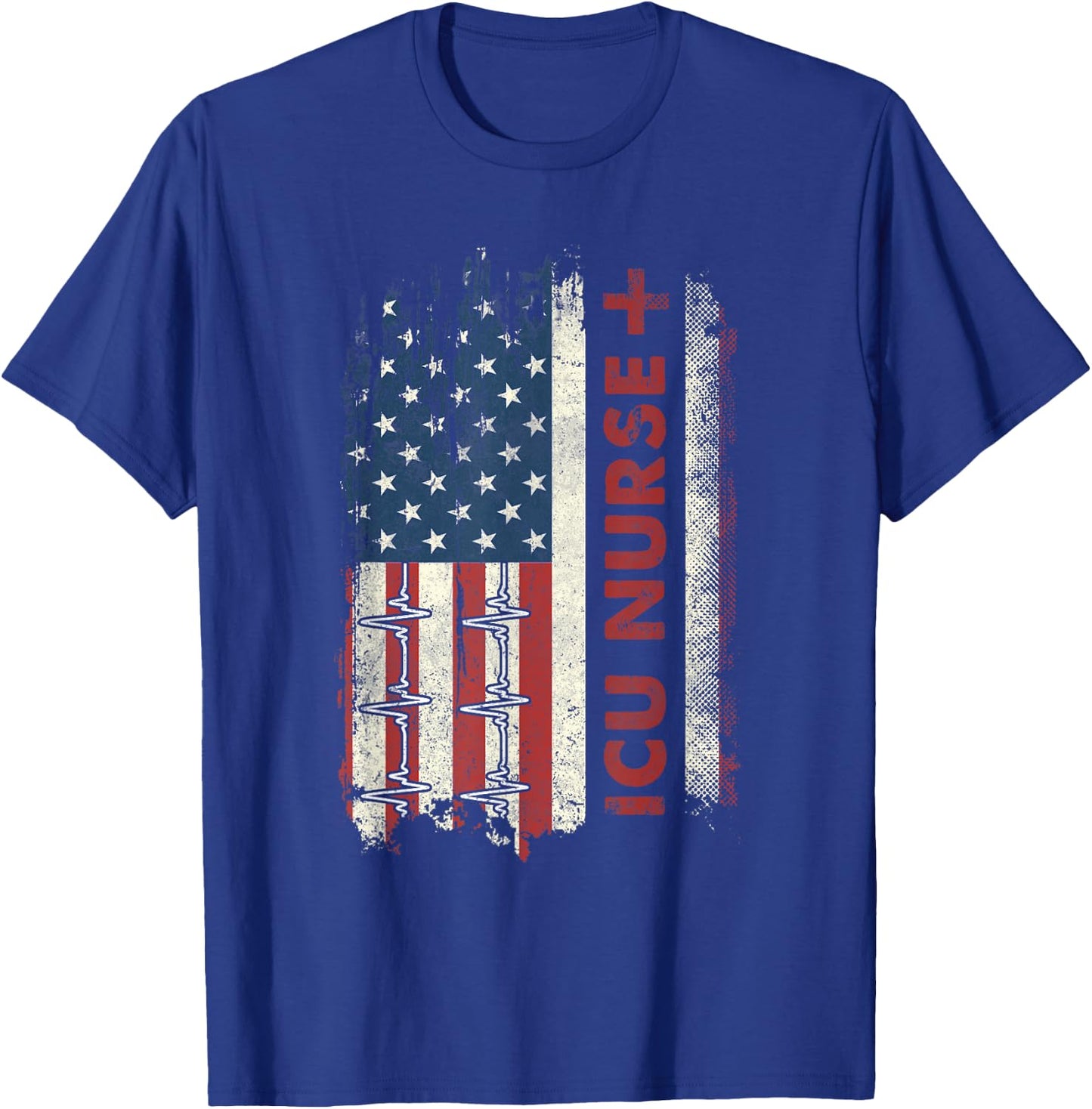 ICU Nurse Flag Patriotic Nurse 4th Of July American Flag T-Shirt - T-Shirt | Royal