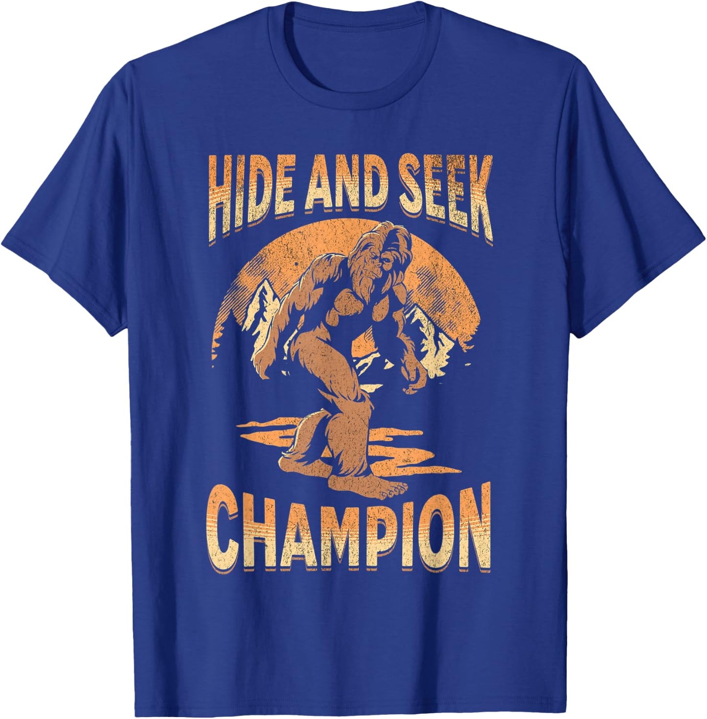 Hide And Seek Champion Sasquatch Funny Bigfoot T-Shirt - T-Shirt | Royal