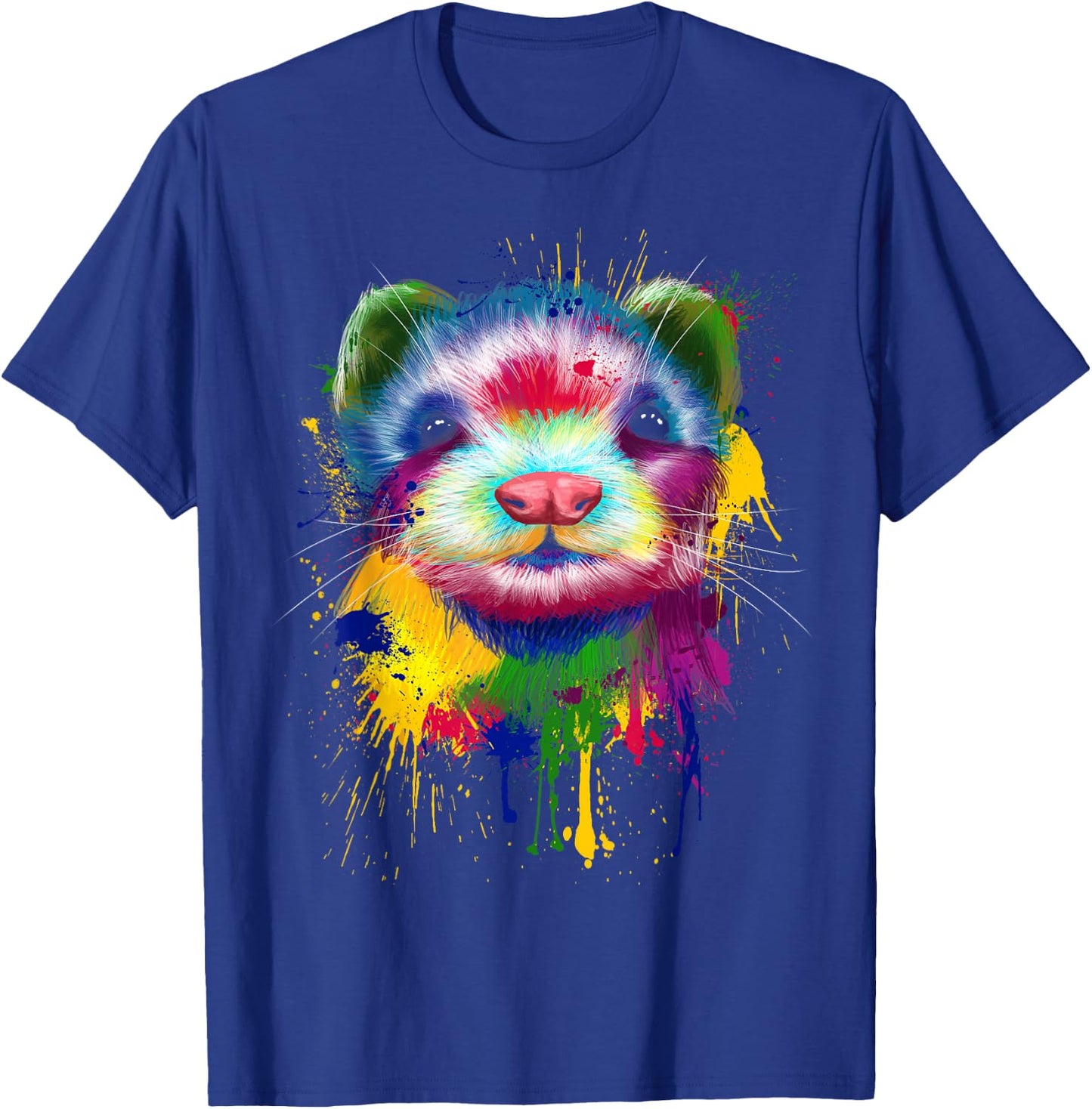 Ferret Artwork Face Hand Painting Splash Art Pet Polecat T-Shirt - T-Shirt | Royal