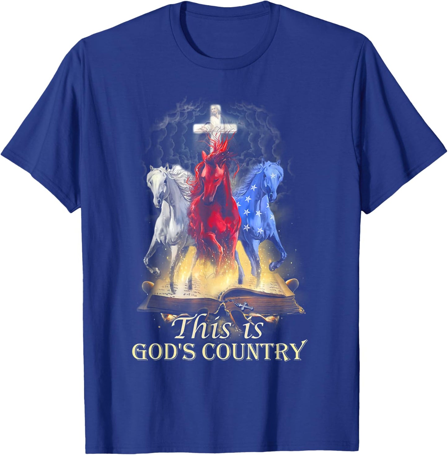Cool Horses Running In Halo Of Bible This Is God‘s Country T-Shirt - T-Shirt | Royal