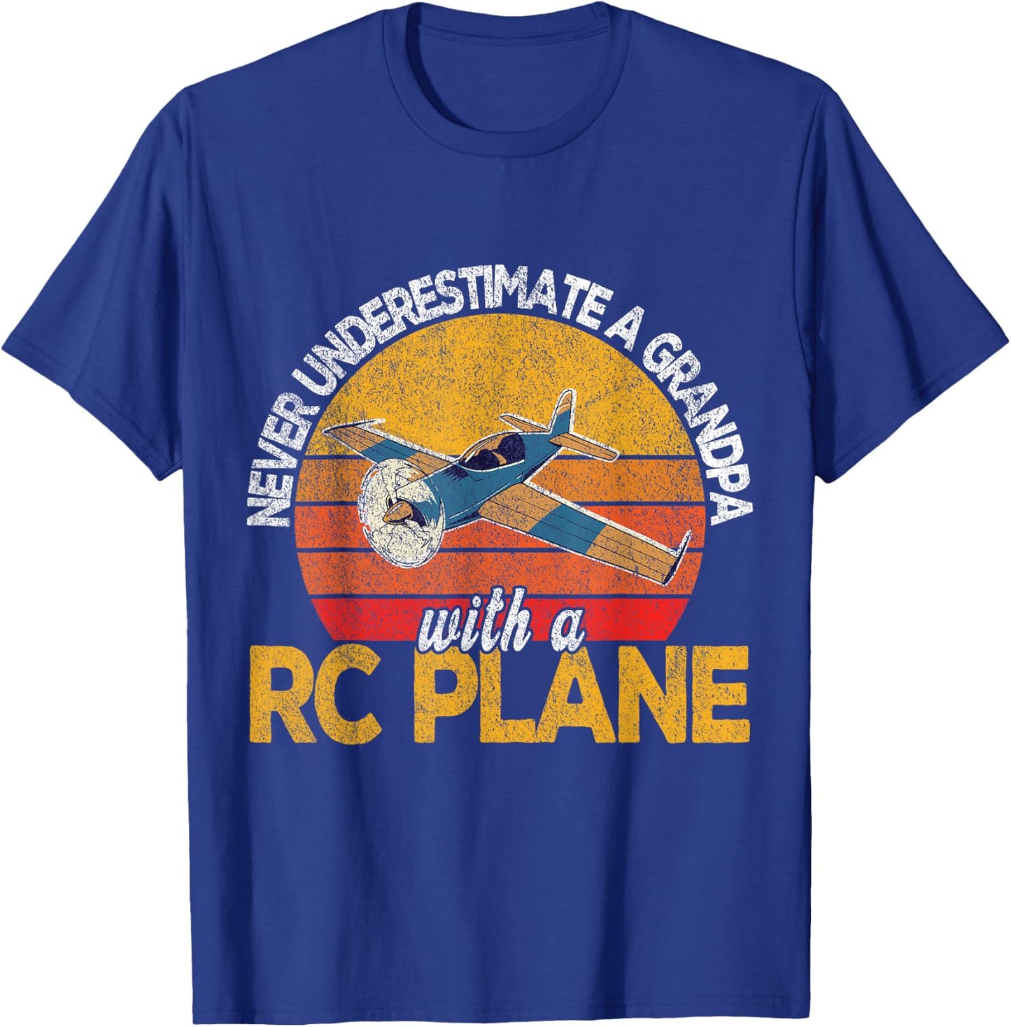 Funny RC Plane Grandpa Model Airplane Pilot Retro T-Shirt - T-Shirt | Royal