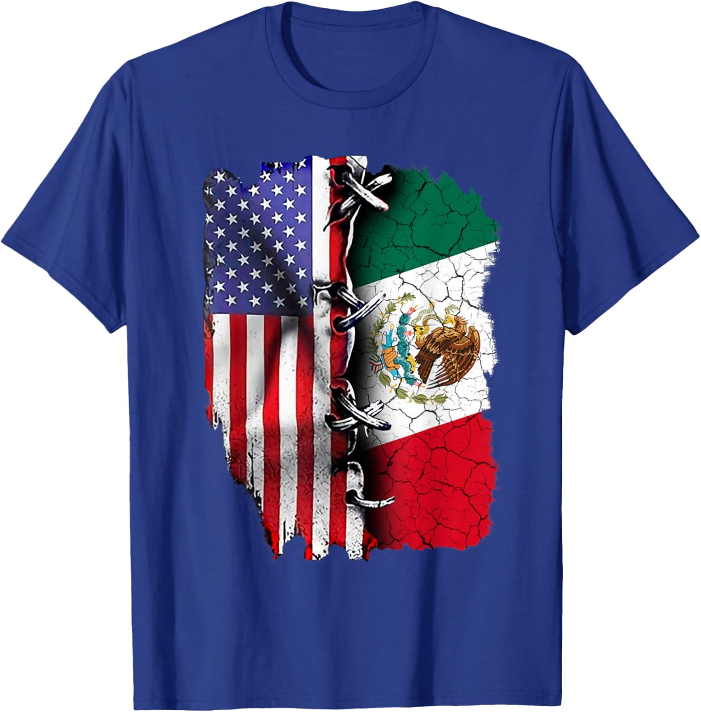 Mexican American Flag T-Shirt - T-Shirt | Royal