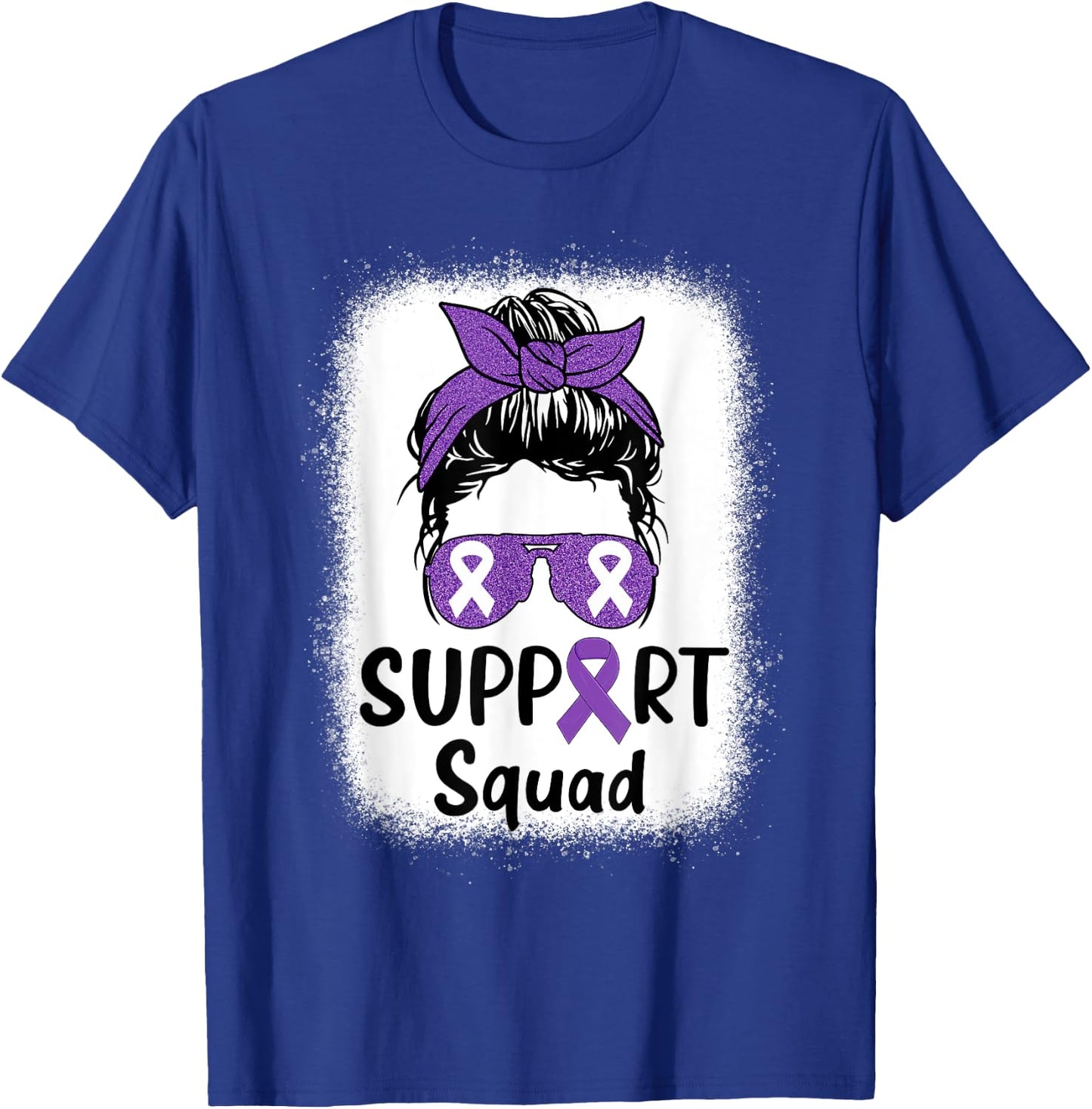 Hodgkin’s Lymphoma Awareness Support Squad Messy Bun Women T-Shirt - T-Shirt | Royal