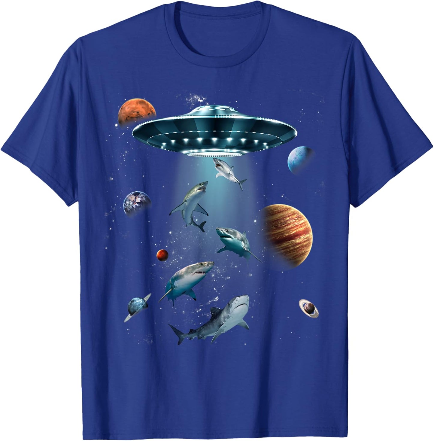 Galaxy Fish shark Space UFO Alien Stars Sea Ocean Sharks T-Shirt - T-Shirt | Royal