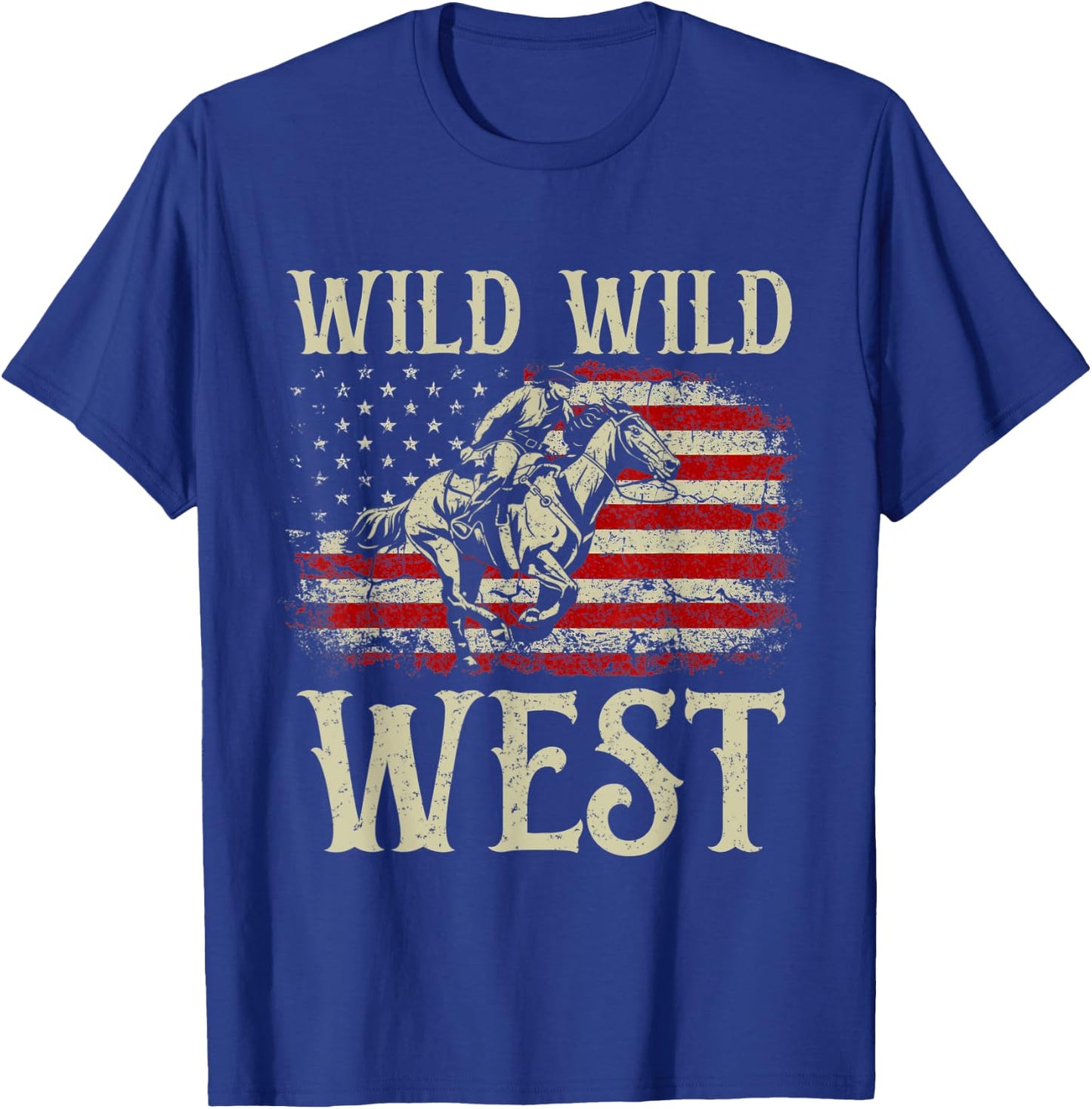 Wild Wild West Vintage Western Life Country Cowboy USA Flag T-Shirt - T-Shirt | Royal